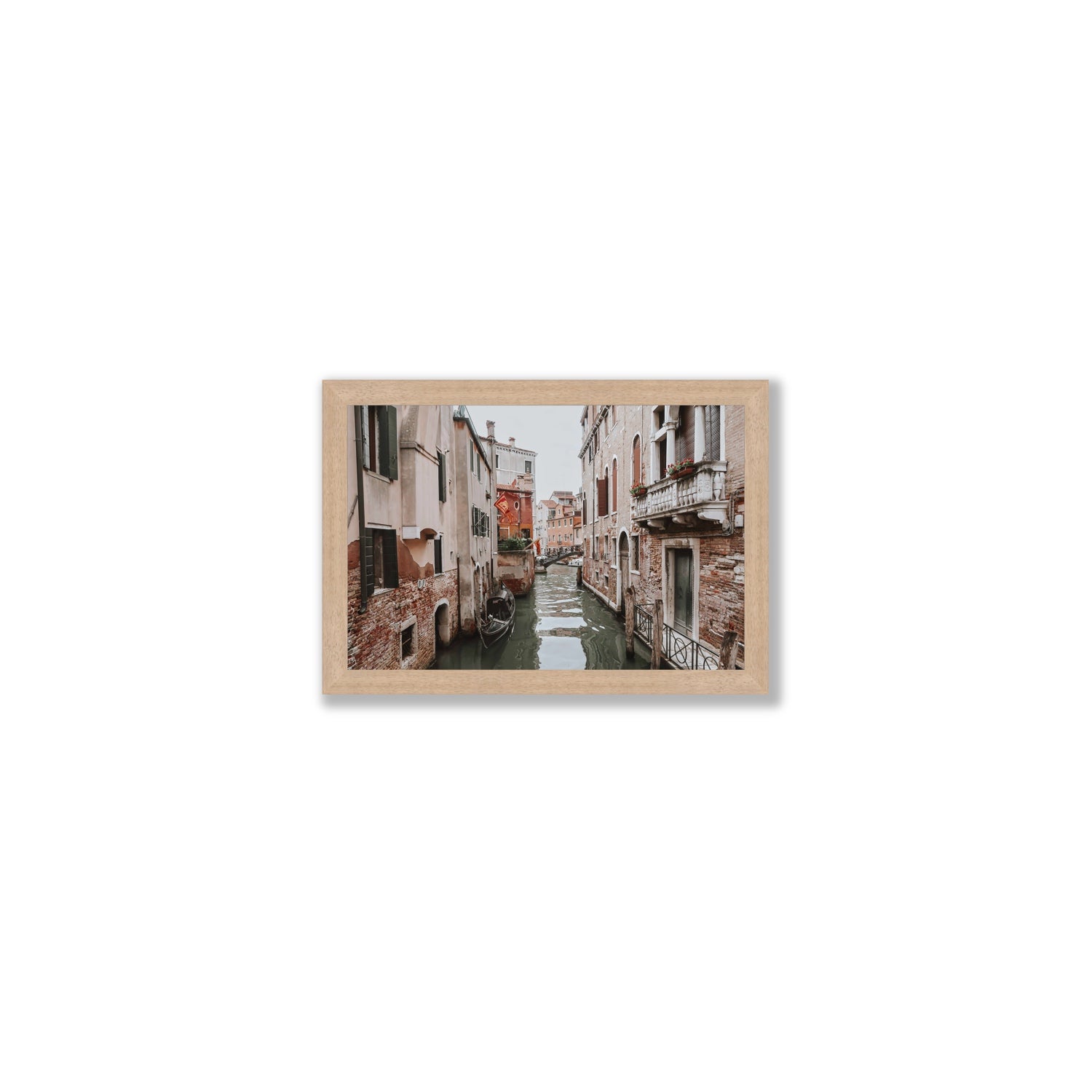 Venetian Gothic Venice Canal Italian wall art Small full-bleed fine art print in natural oak frame