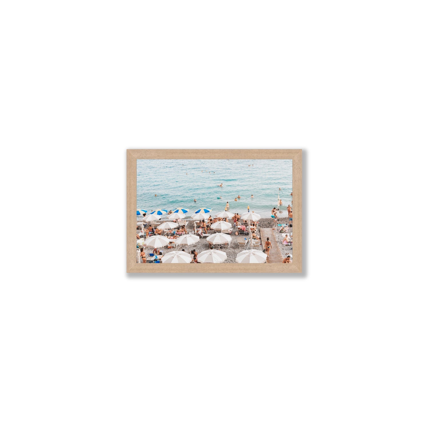 Dreamscape Amalfi Italian beach wall art Small full-bleed fine art print in natural oak frame
