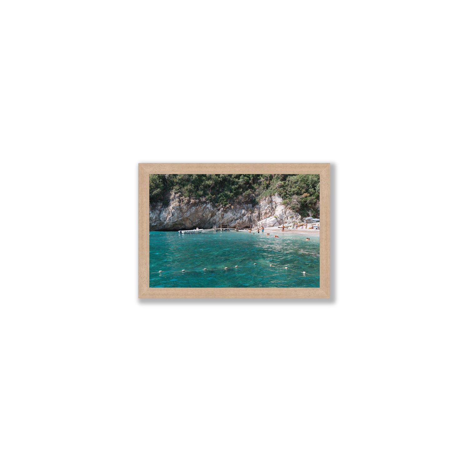 Azure Abyss Nerano wall art Small full-bleed fine art print in natural oak frame