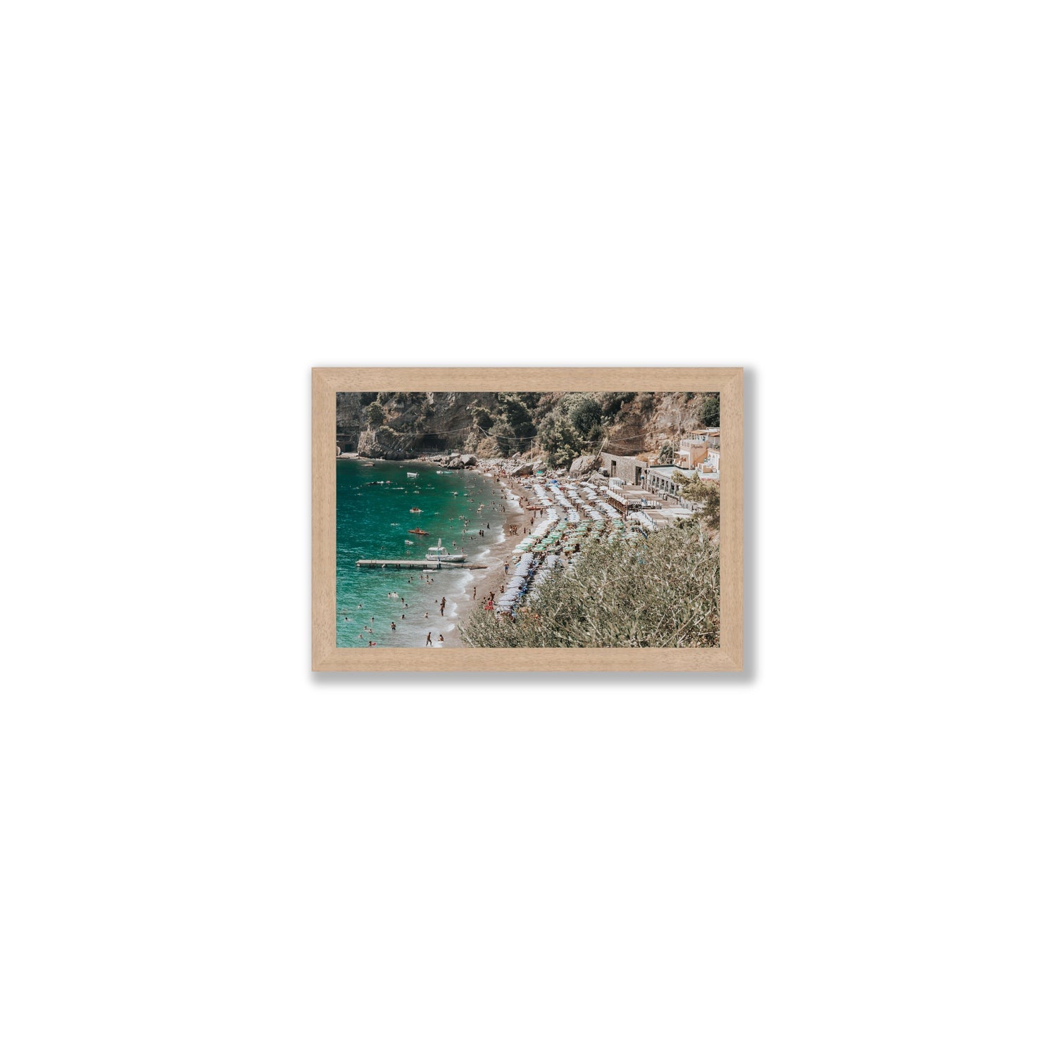 Fornillo Beach fine art print, Positano, Italy, Small, Natural Oak Frame · Full Bleed, Fine Art Print