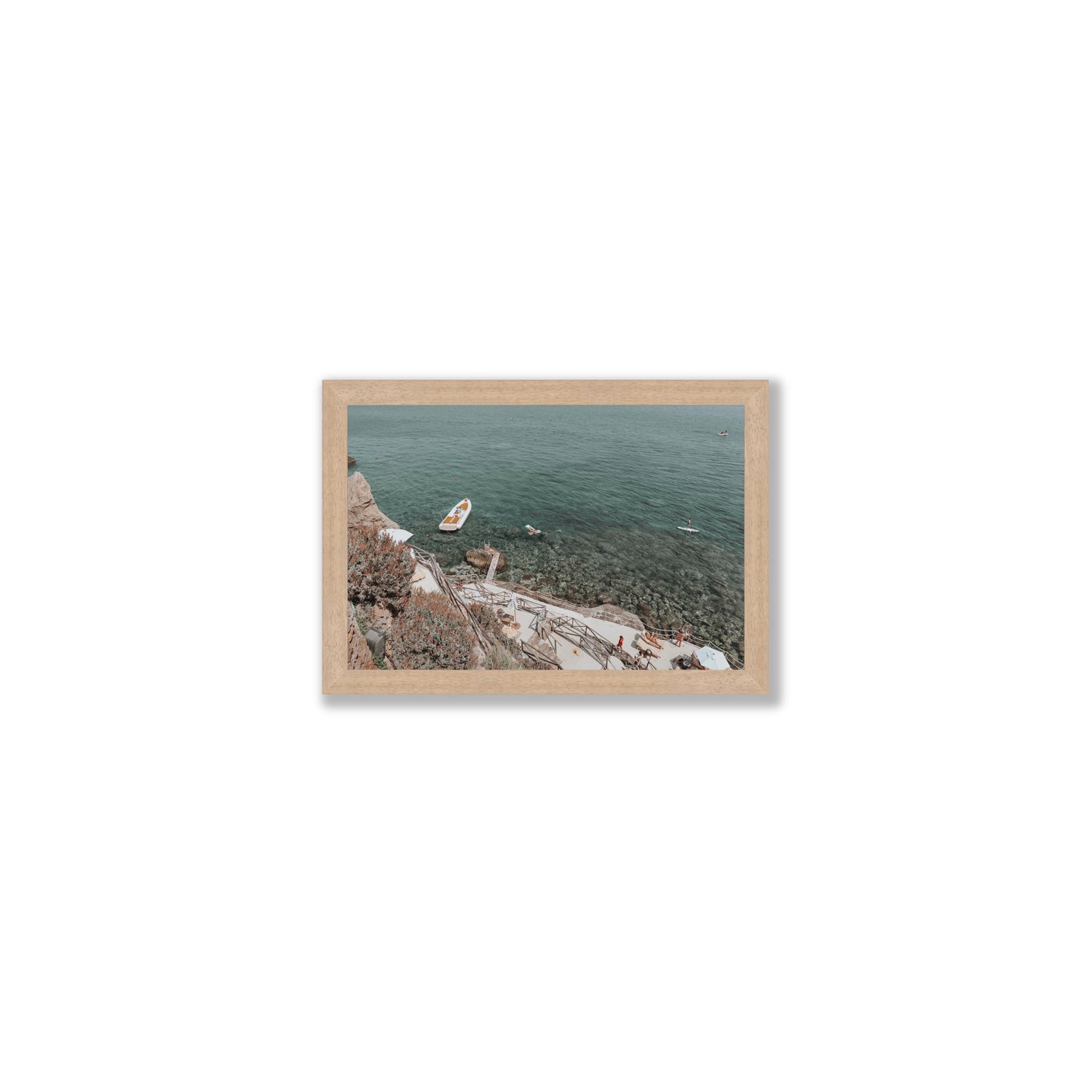 The Lagoon Tuscany coastal Italian wall art Small full-bleed fine art print in natural oak frame