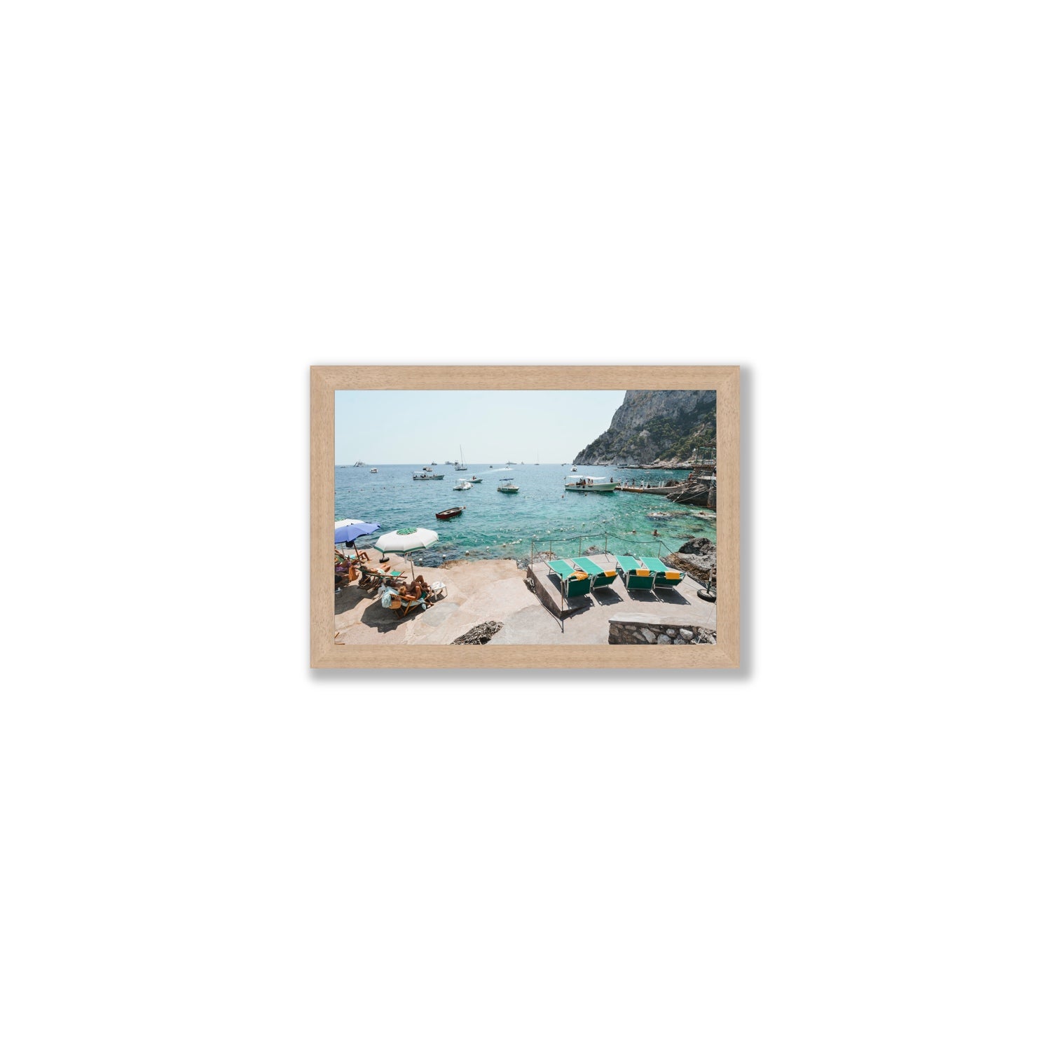 Save Me A Seat Capri Mediterranean wall art Small full-bleed fine art print in natural oak frame