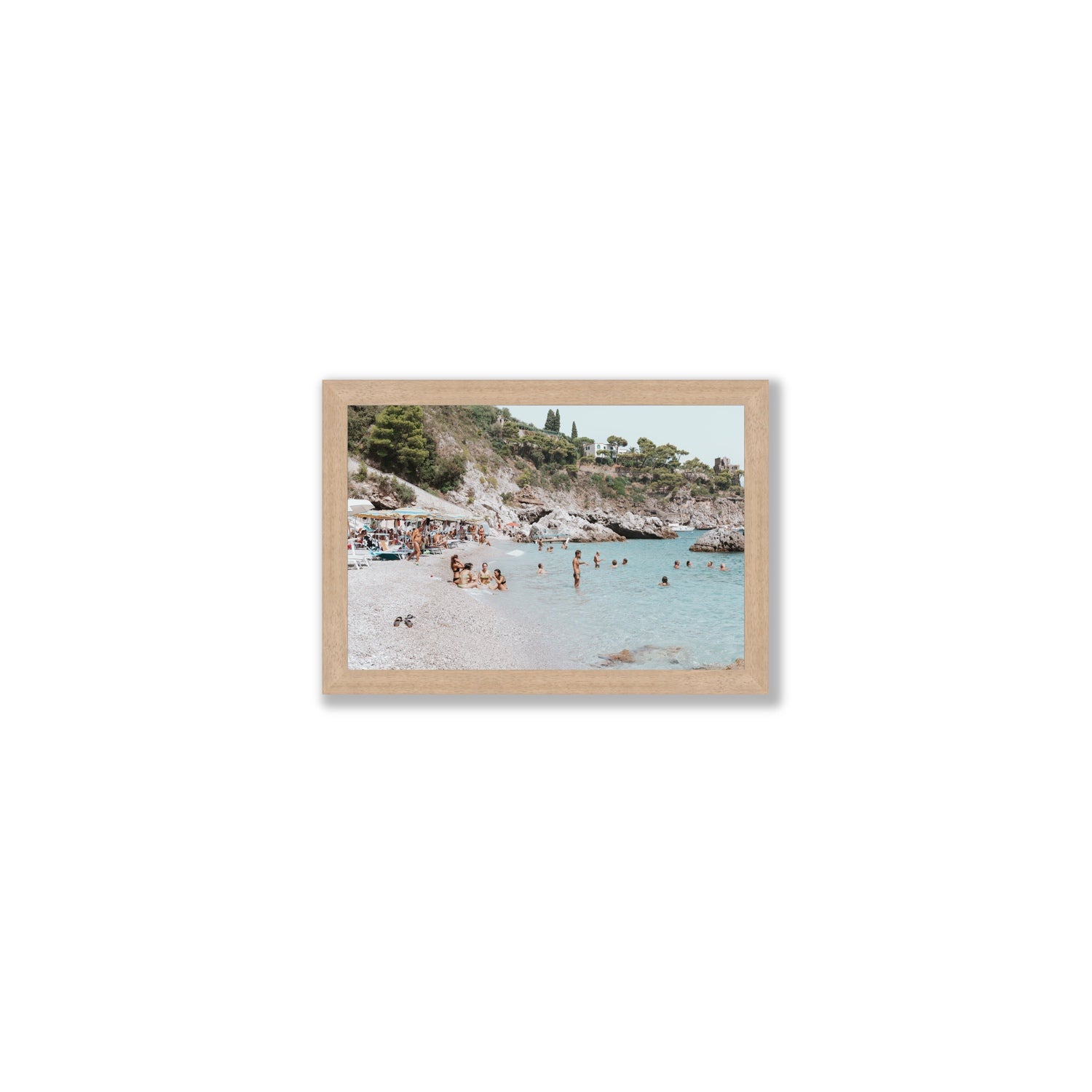 La Vacanza Amalfi Mediterranean wall art Small full-bleed fine art print in natural oak frame