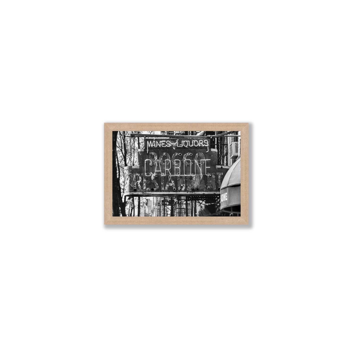 Thompson Street New York NYC Black & White wall art Small full-bleed fine art print in natural oak frame
