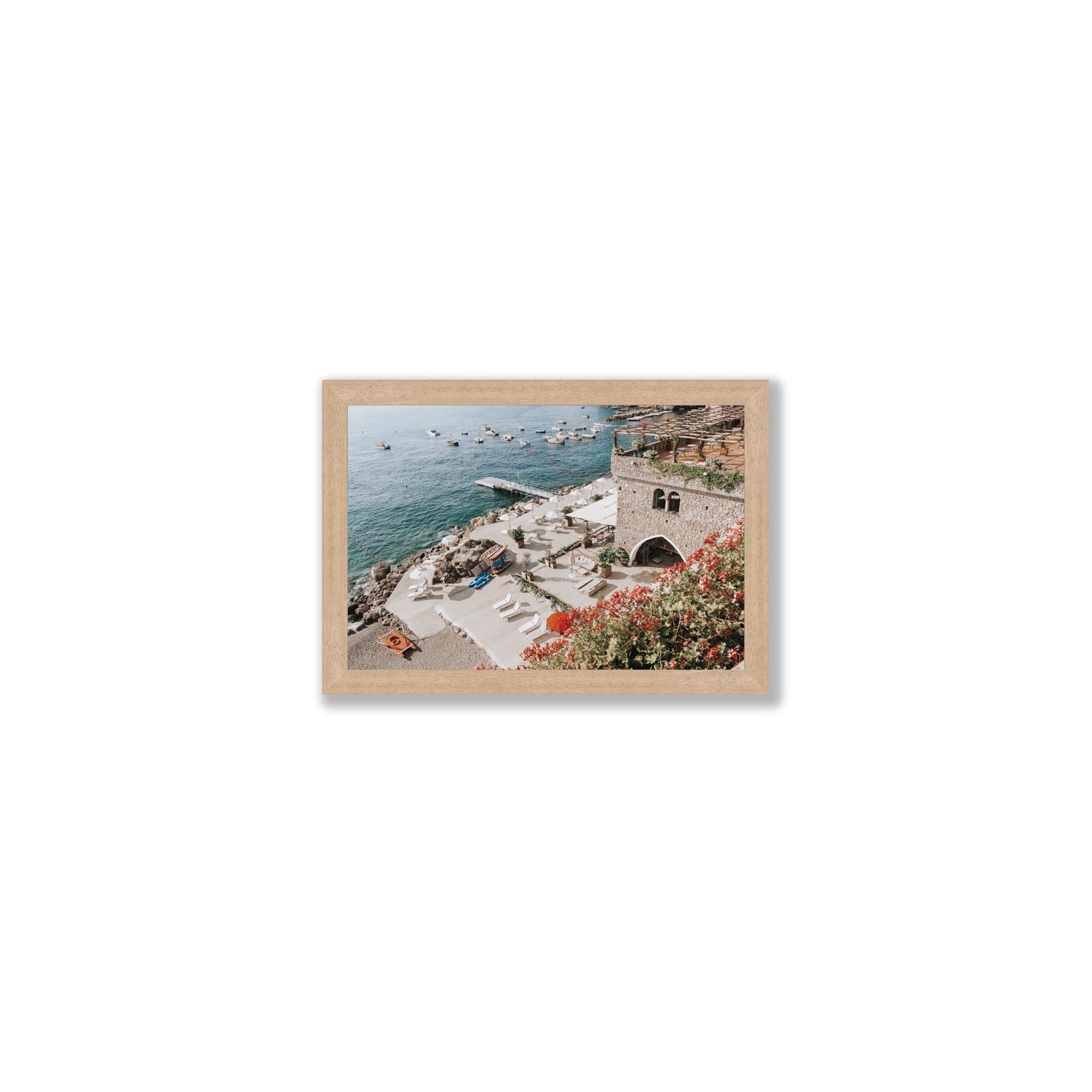 Floral Fortress fine art print, Amalfi, Italy, Small, Natural Oak Frame · Full Bleed, Fine Art Print