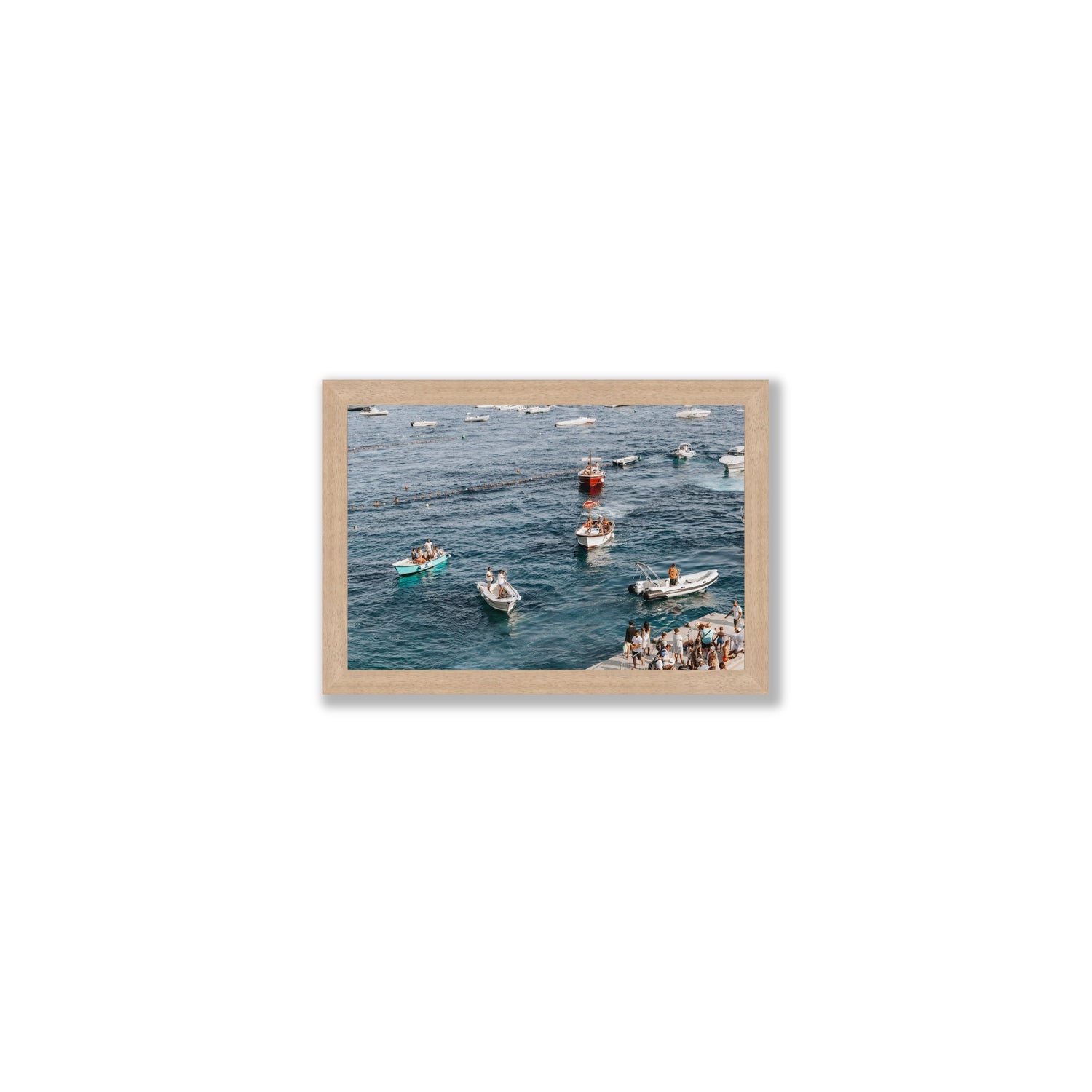 Nautical Parade Positano wall art Small full-bleed fine art print in natural oak frame