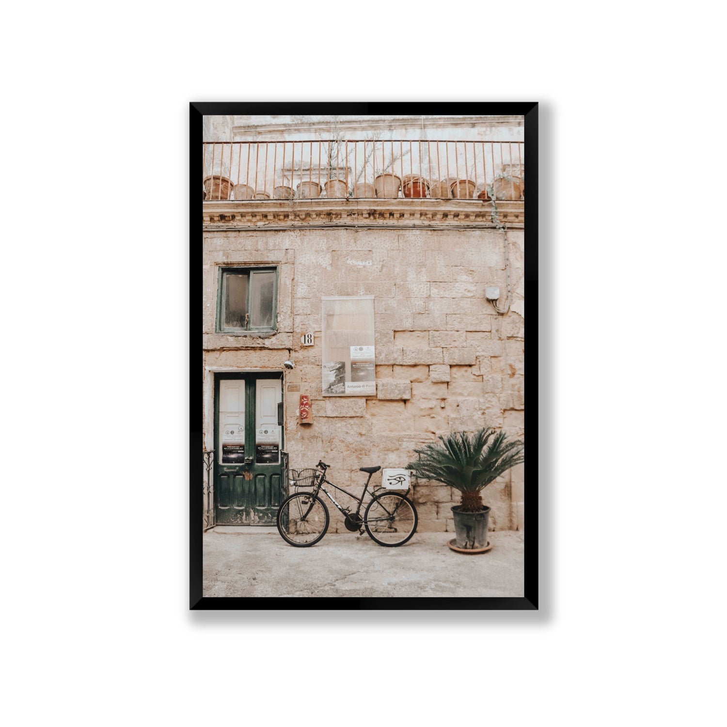 Golden Facades Puglia Lecce Italian wall art Giant full-bleed fine art print in black frame