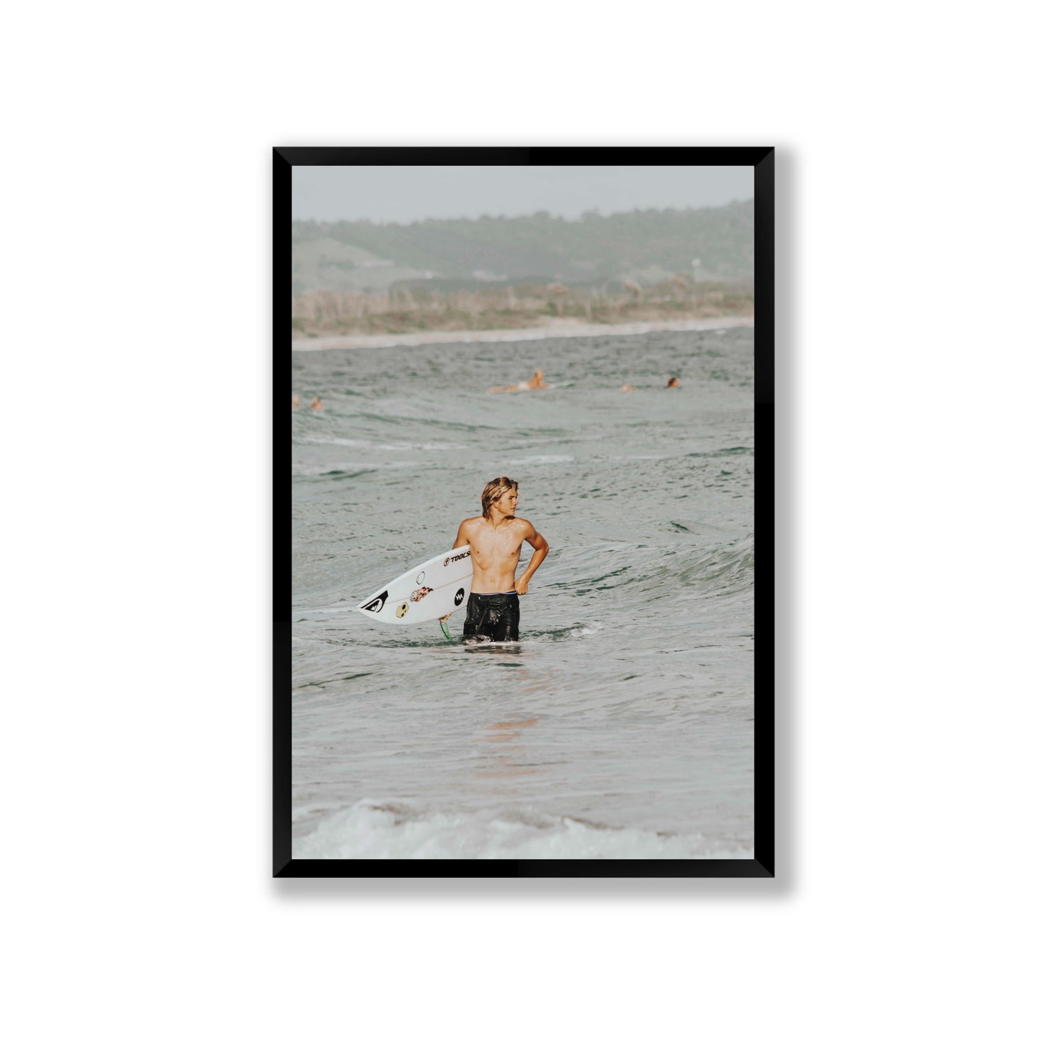 Chasing Mavericks Byron Bay Surf coastal wall art Giant full-bleed fine art print in black frame