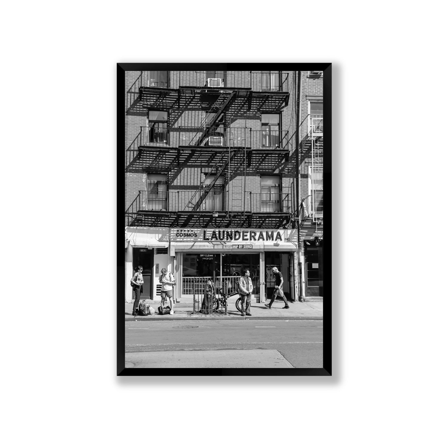 Bus Stop New York NYC Black & White wall art Giant full-bleed fine art print in black frame