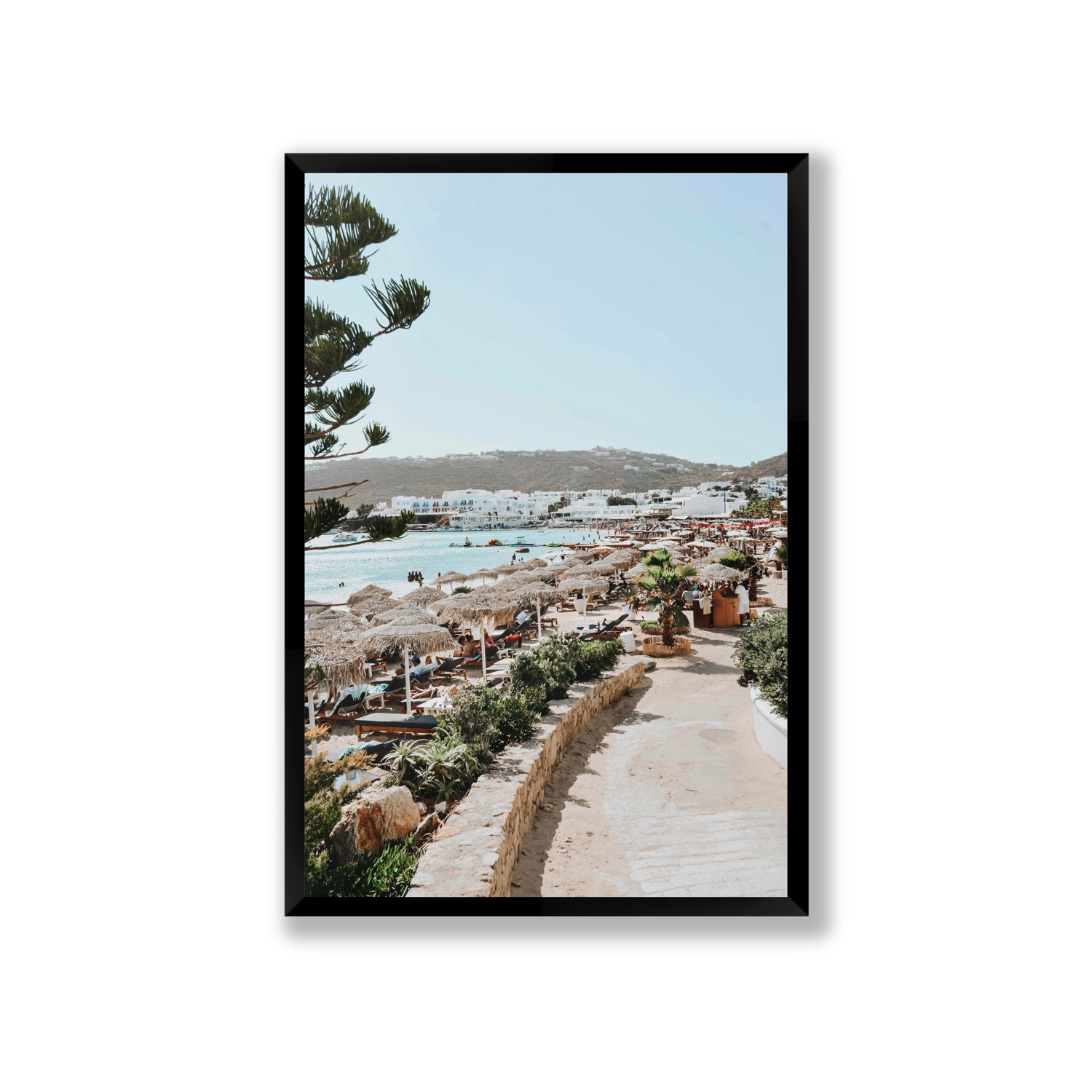All Roads Lead To The Beach Mykonos Greek island wall art Giant full-bleed fine art print in black frame