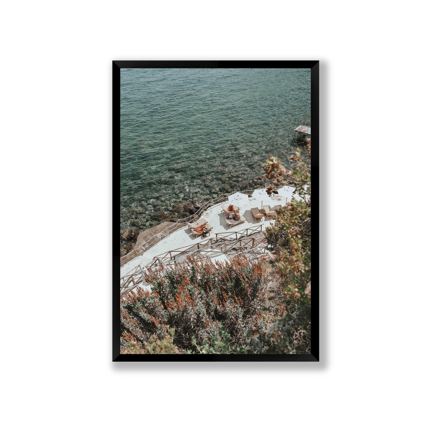 Hidden Gem Tuscany coastal wall art Giant full-bleed fine art print in black frame