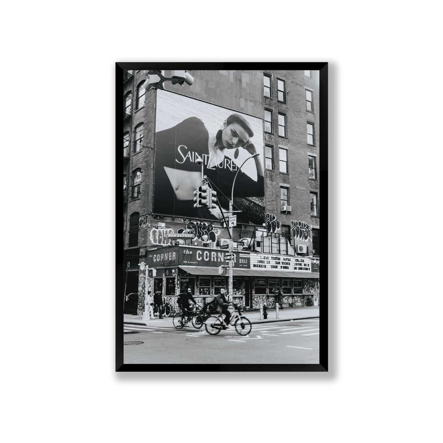Runway To Rooftops New York NYC Black & White wall art Giant full-bleed fine art print in black frame
