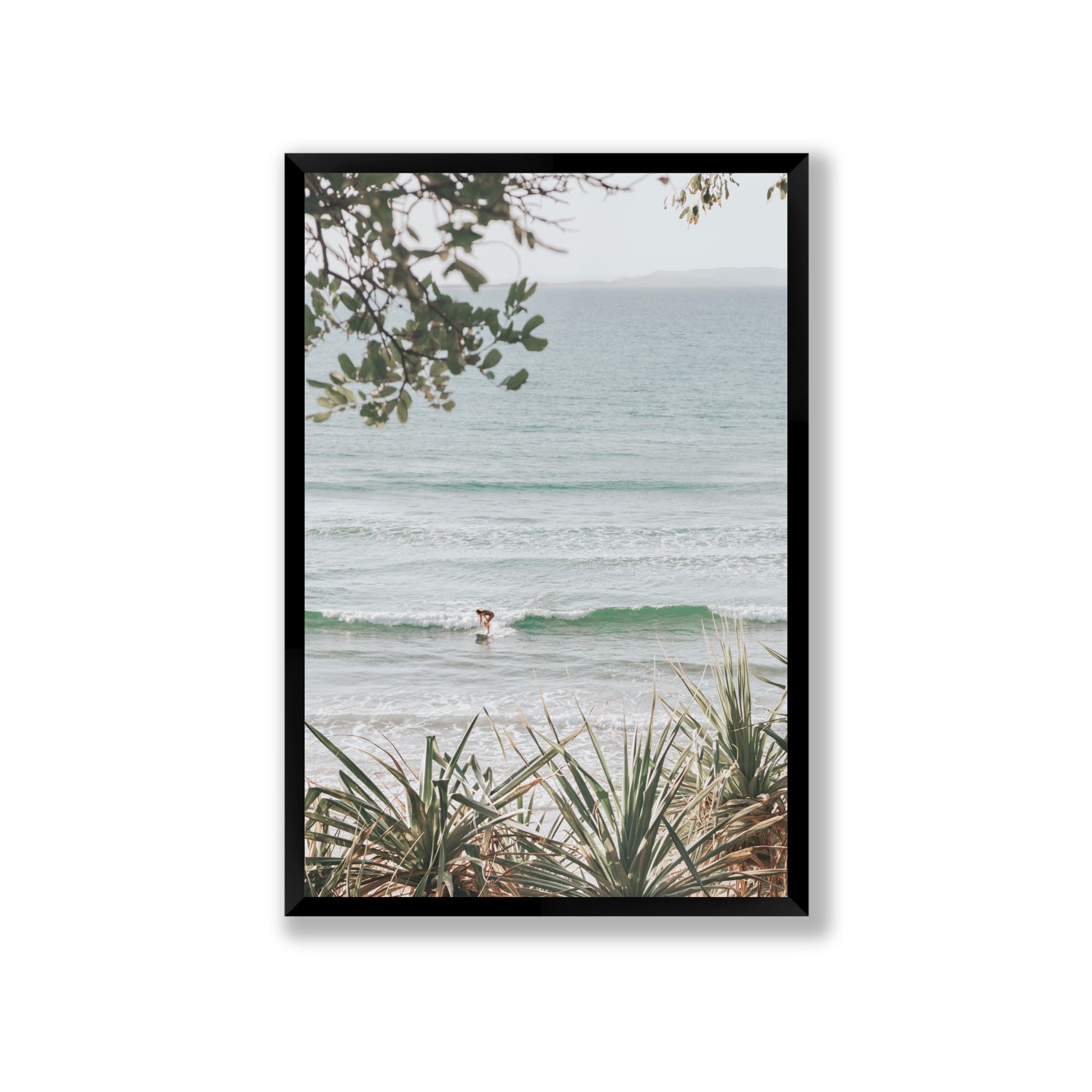 Dream Boat fine art print, Noosa, Australia, coastal scenes artwork, Giant, Black Frame · Full Bleed, Fine Art Print