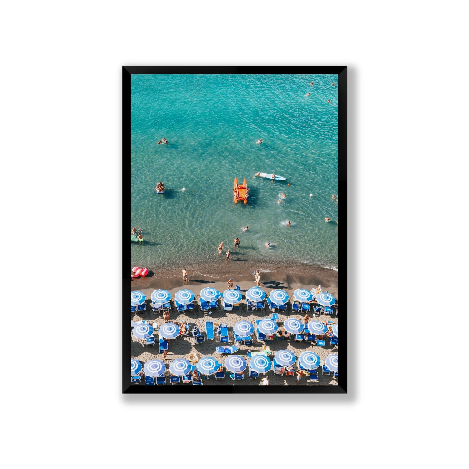 Aquamarine Oasis Sorrento Italian coastal wall art Giant full-bleed fine art print in black frame