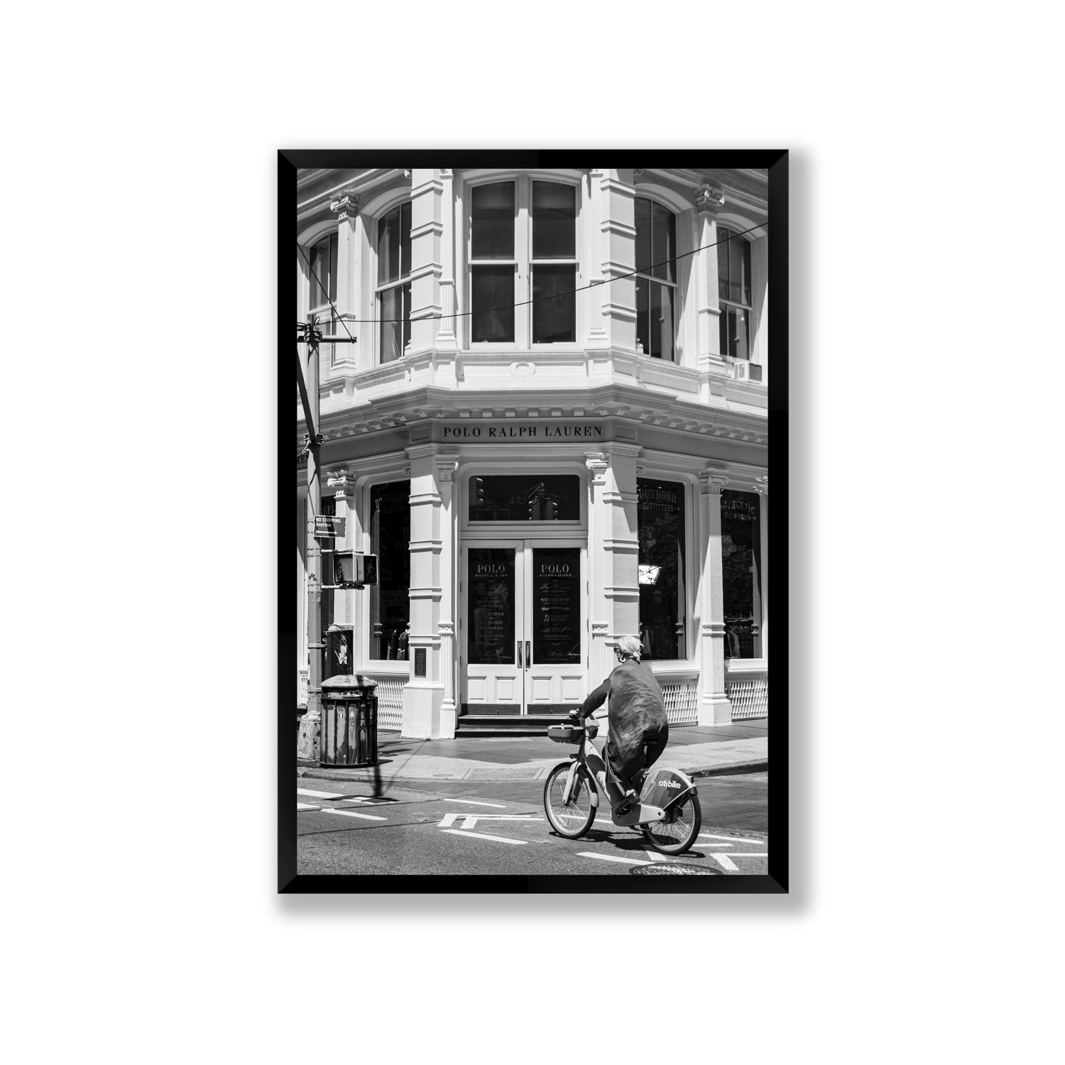 Downtown Rider New York NYC Black & White wall art Giant full-bleed fine art print in black frame