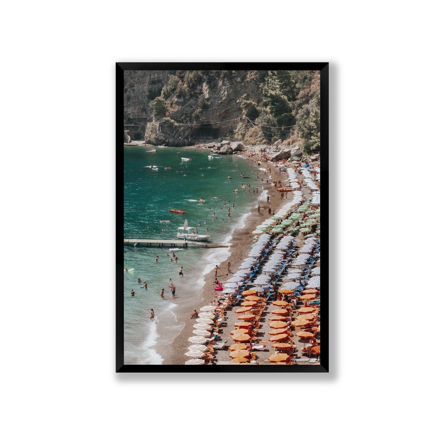 Ocean's Playground Positano decor wall art Giant full-bleed fine art print in black frame