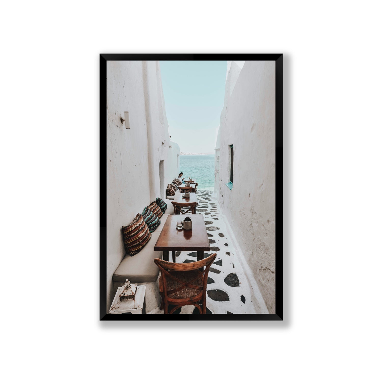 Trip Down Memory Lane fine art print, Mykonos, Greece, Giant, Black Frame · Full Bleed, Fine Art Print