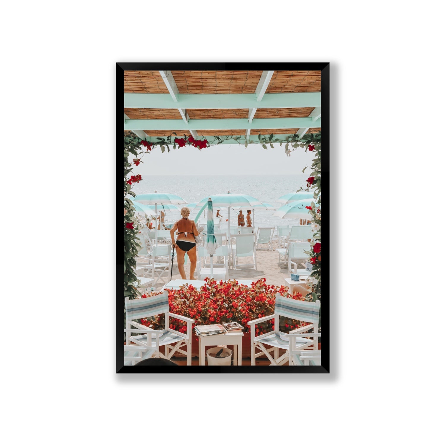 Nonna's Italian Escape Alassio Italian wall art Giant full-bleed fine art print in black frame
