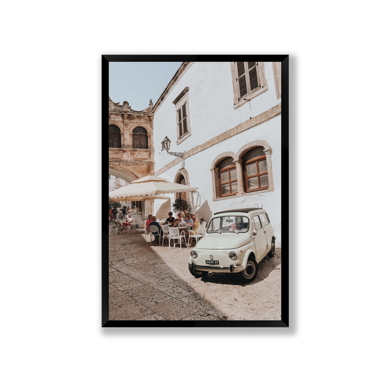 Piazza di Ostuni Puglia Italian wall art Giant full-bleed fine art print in black frame