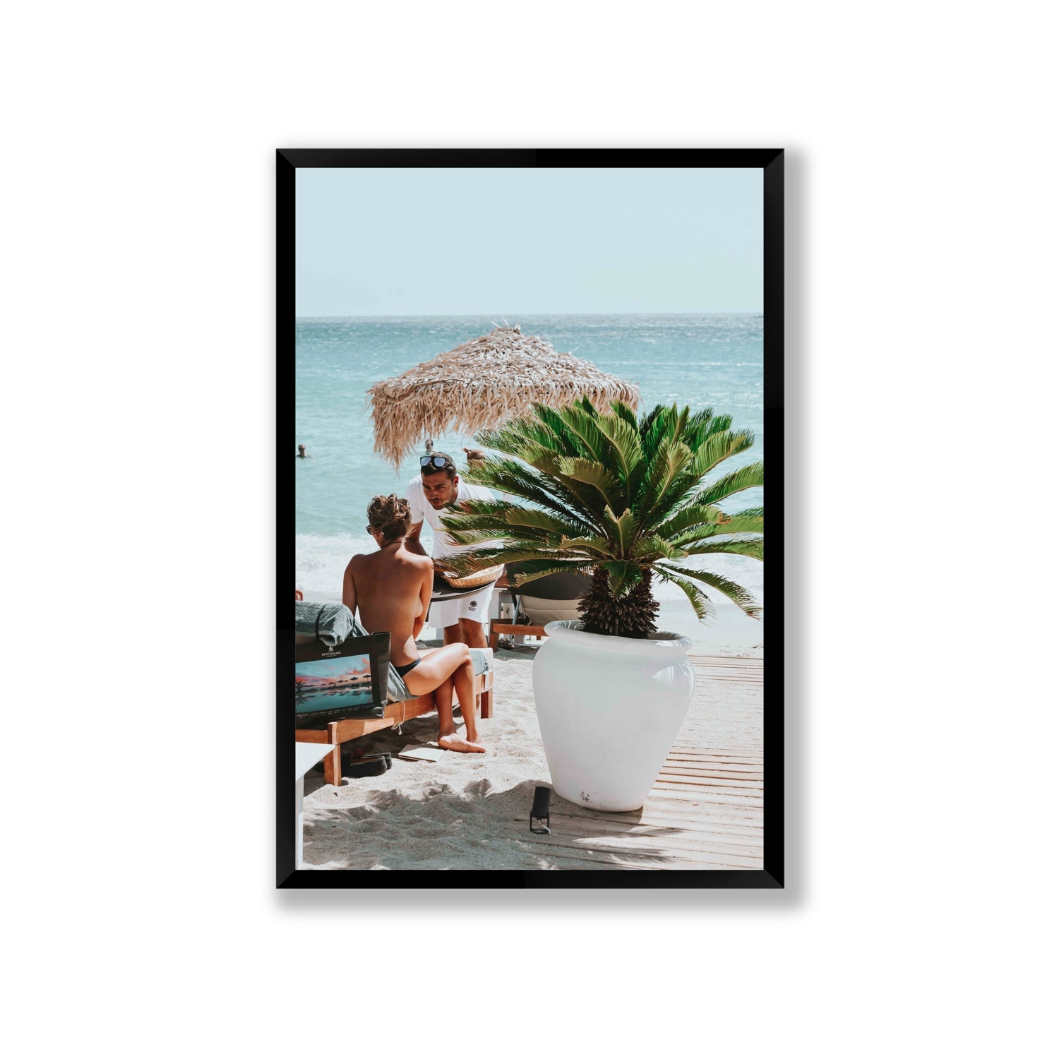 At Your Service Mykonos Greek island wall art Giant full-bleed fine art print in black frame