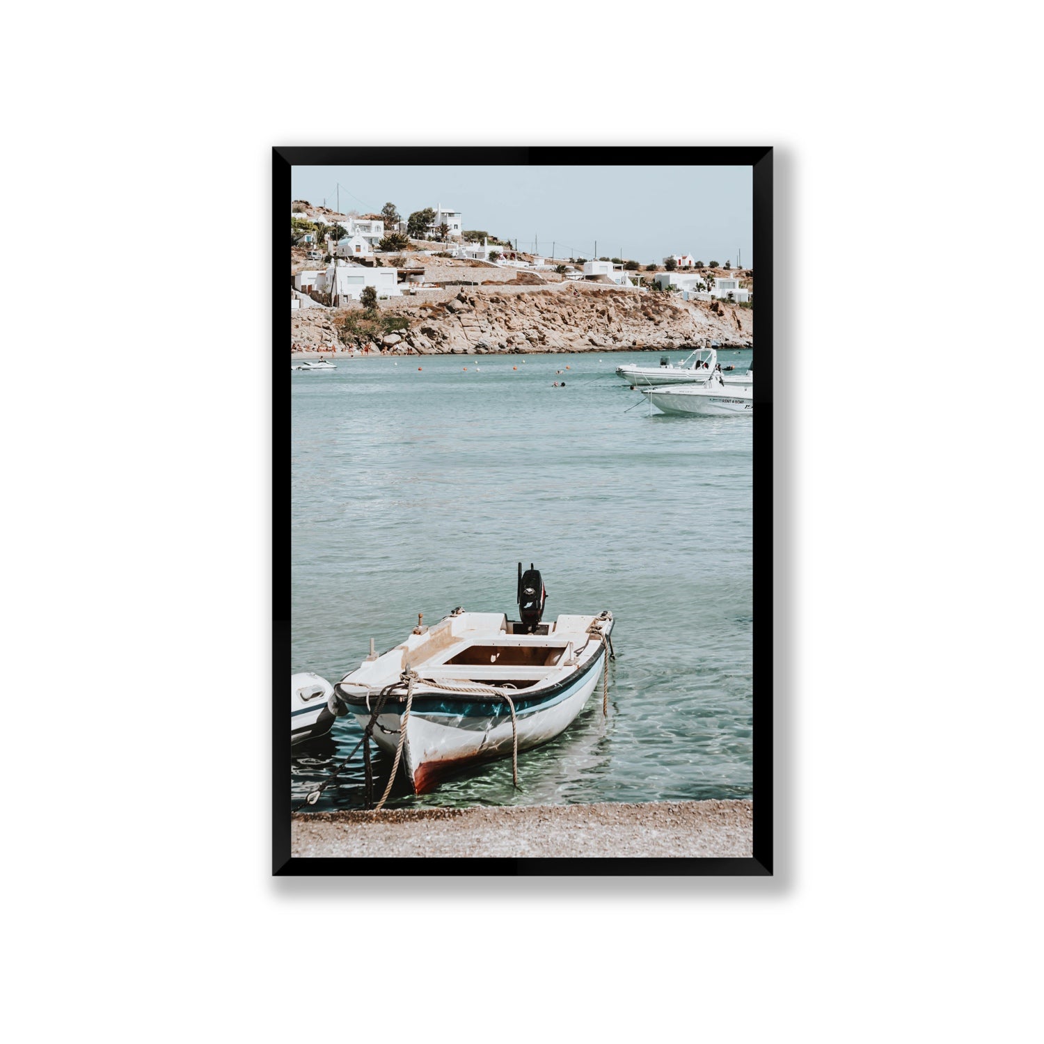 Classic Wheels Mykonos Greek island wall art Giant full-bleed fine art print in black frame