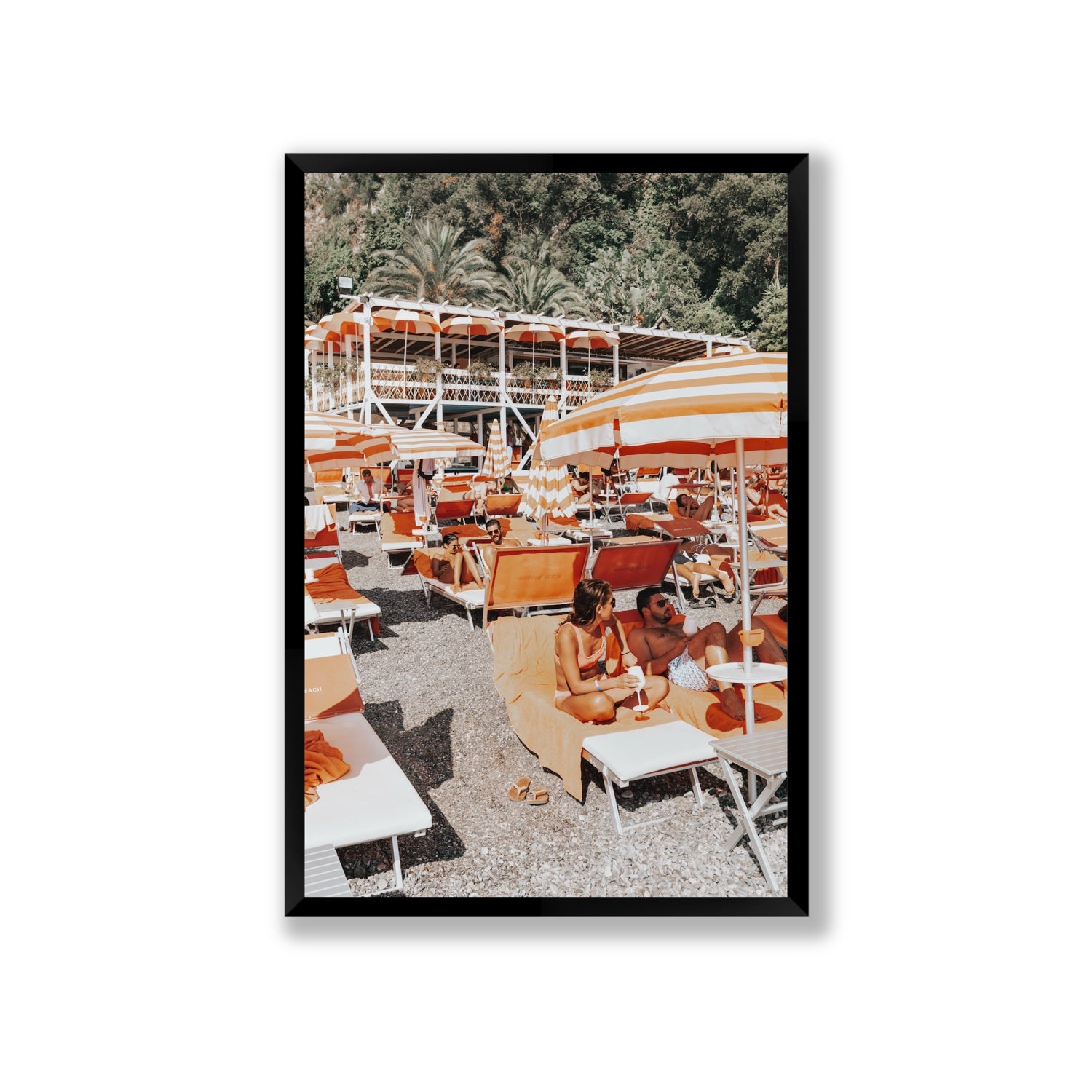 Lounging In Lido fine art print, Positano, Italy, Giant, Black Frame · Full Bleed, Fine Art Print
