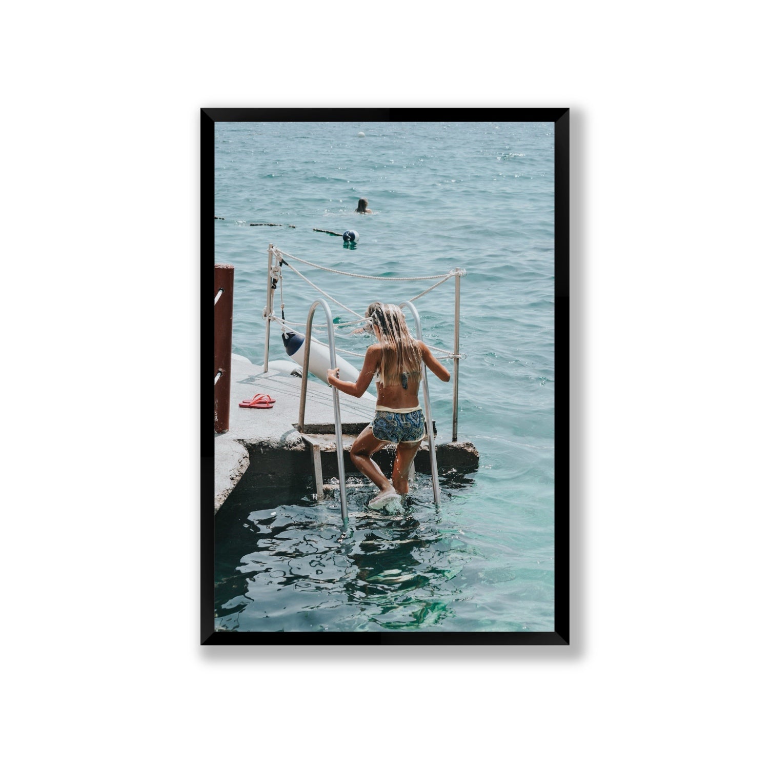 Little Mermaid Capri Mediterranean wall art Giant full-bleed fine art print in black frame