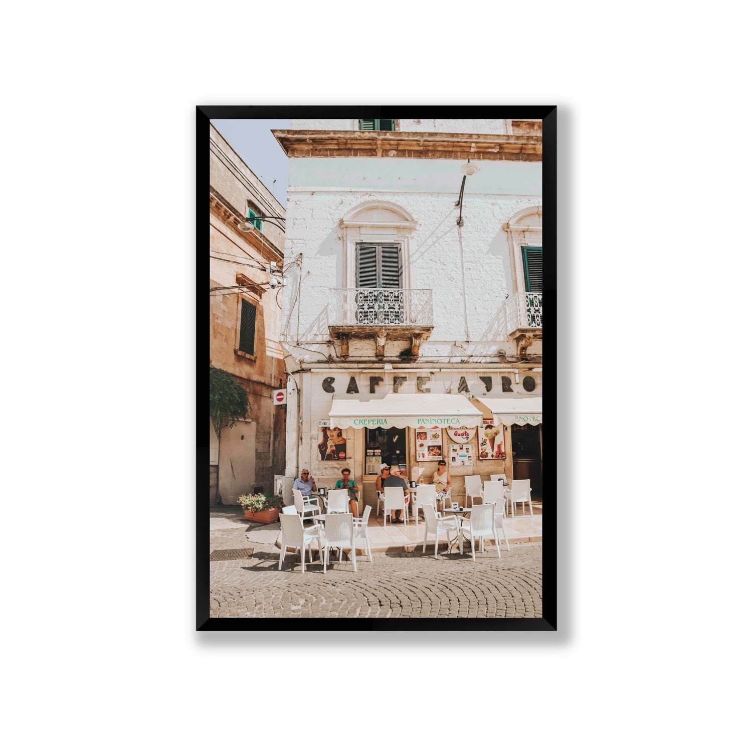 Cafe Ostuni Puglia Café Ostuni Italian wall art Giant full-bleed fine art print in black frame