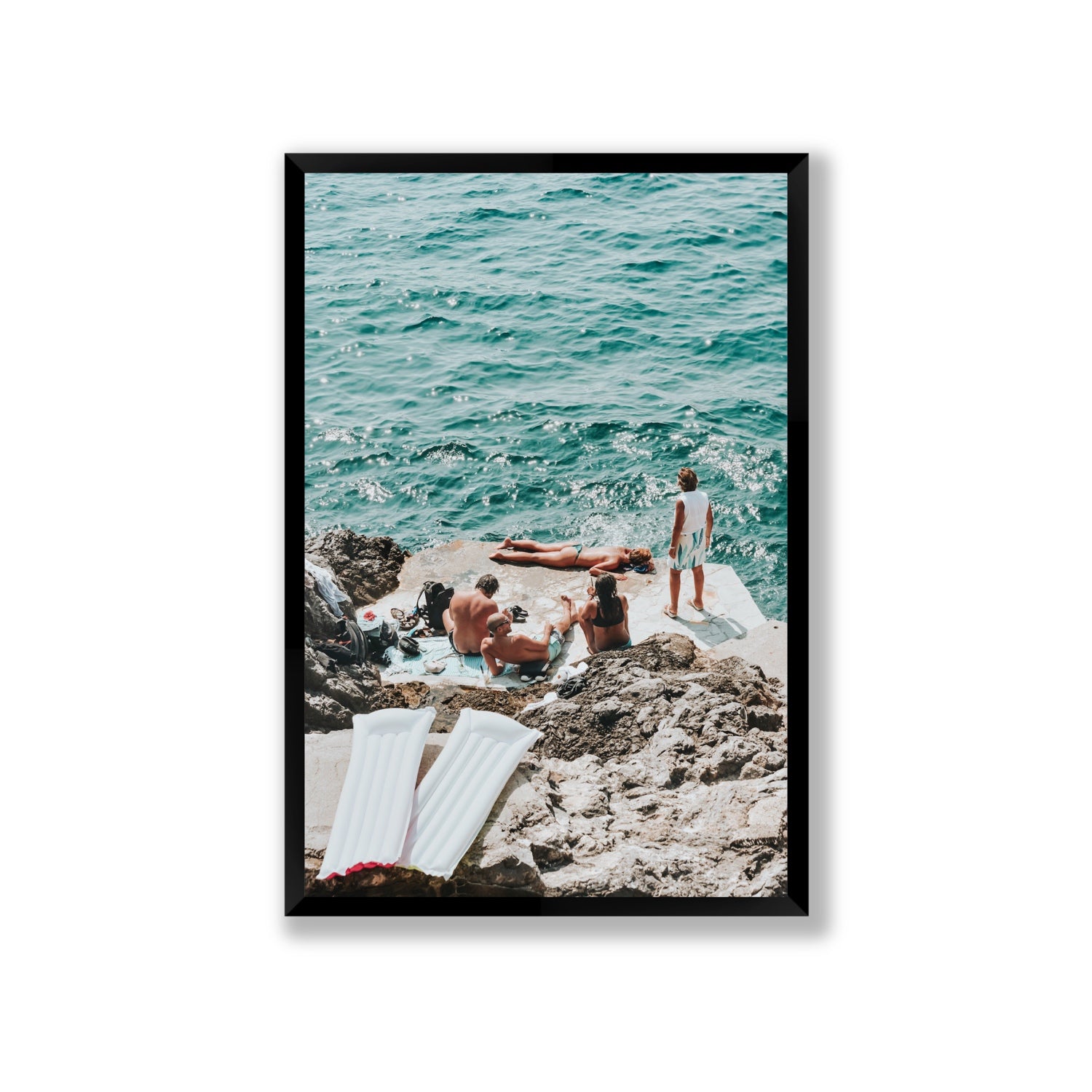 Gli Amici Praiano Amalfi Coast coastal wall art Giant full-bleed fine art print in black frame