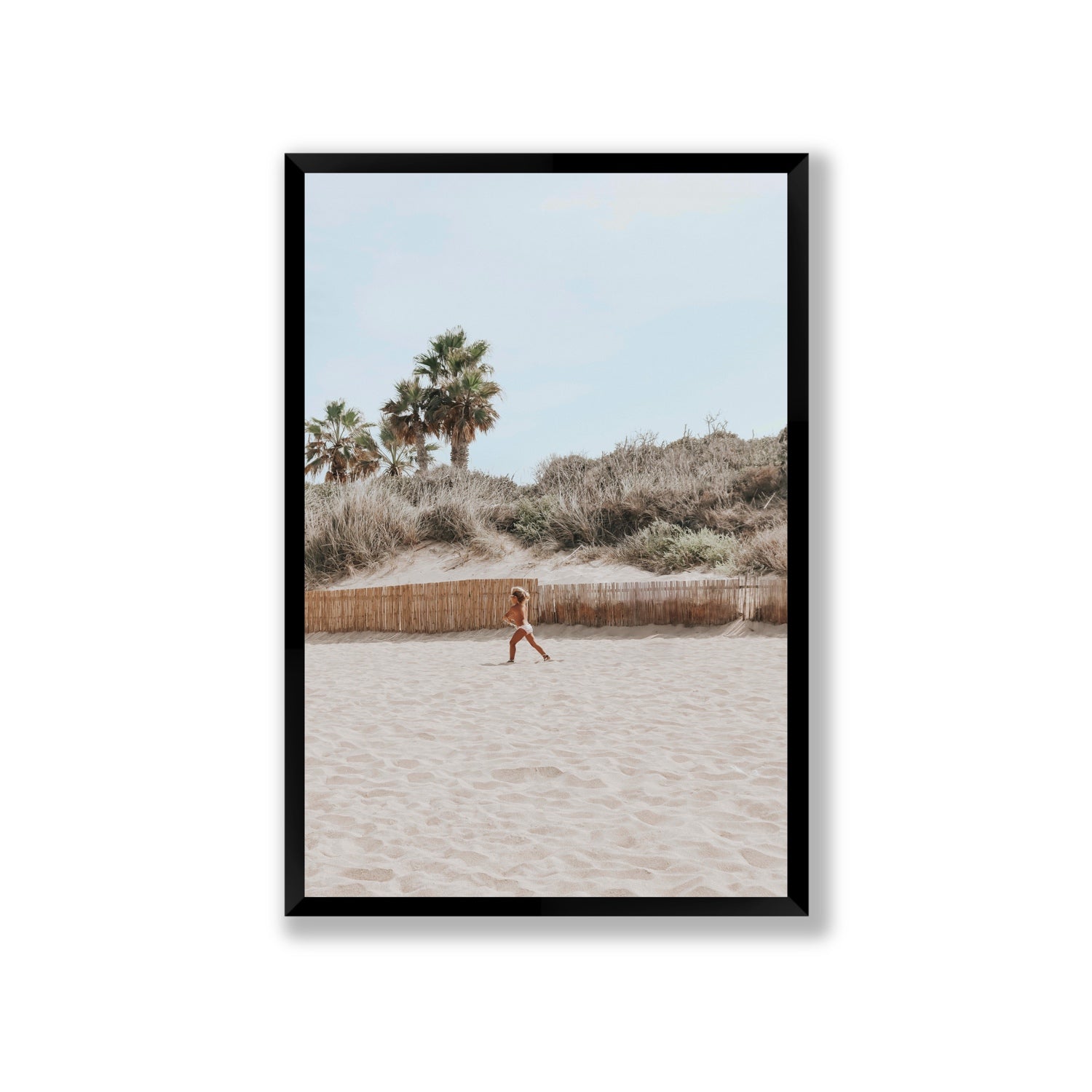 Joyful Sprint Puglia beach coastal fine art print Giant full-bleed fine art print in black frame