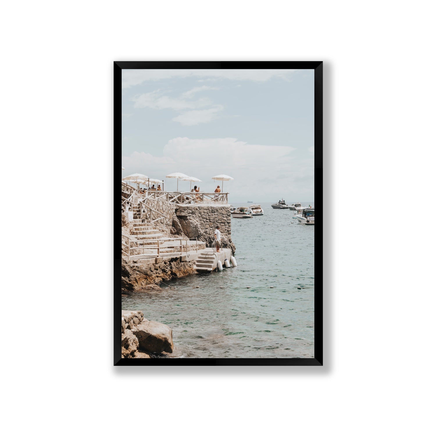 Pier Patrol fine art print, Nerano, Italy, Giant, Black Frame · Full Bleed, Fine Art Print