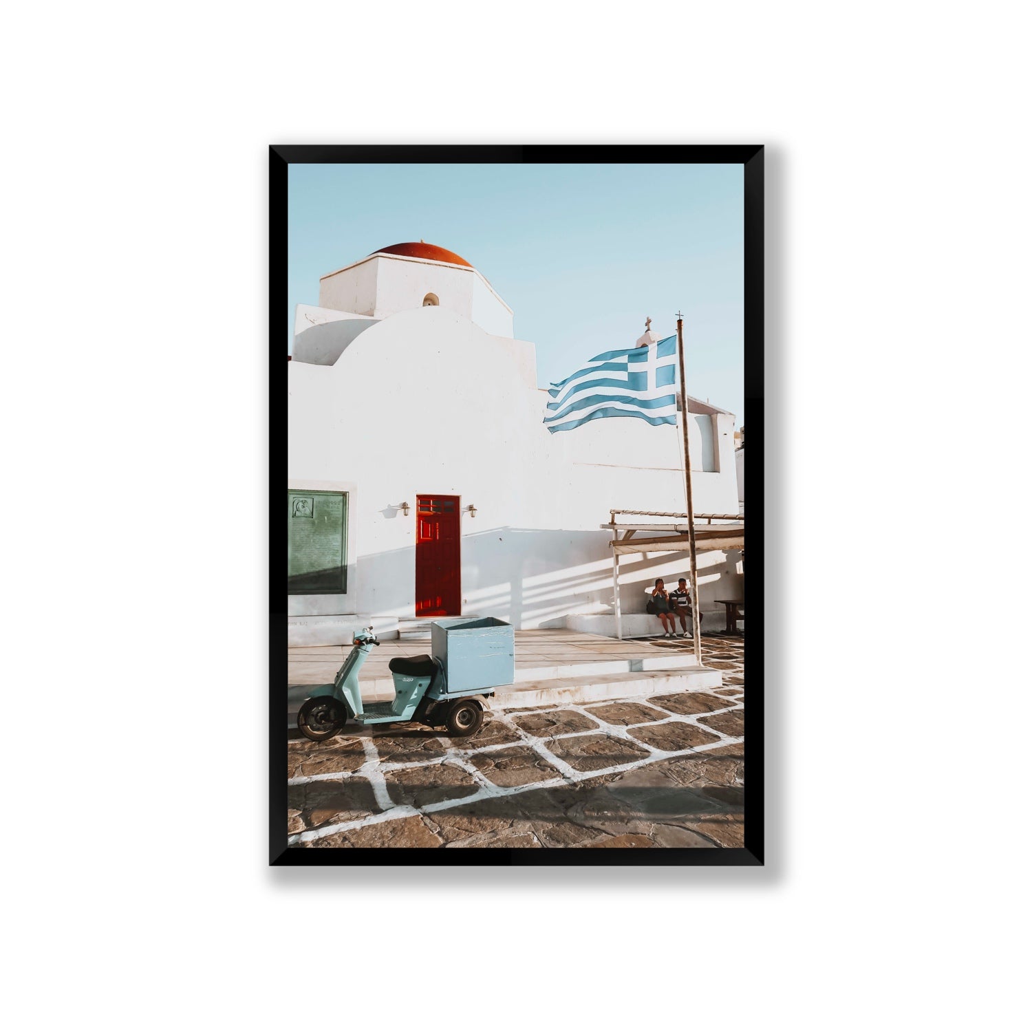 Mykonos Postcard fine art print, Mykonos, Greece, Giant, Black Frame · Full Bleed, Fine Art Print