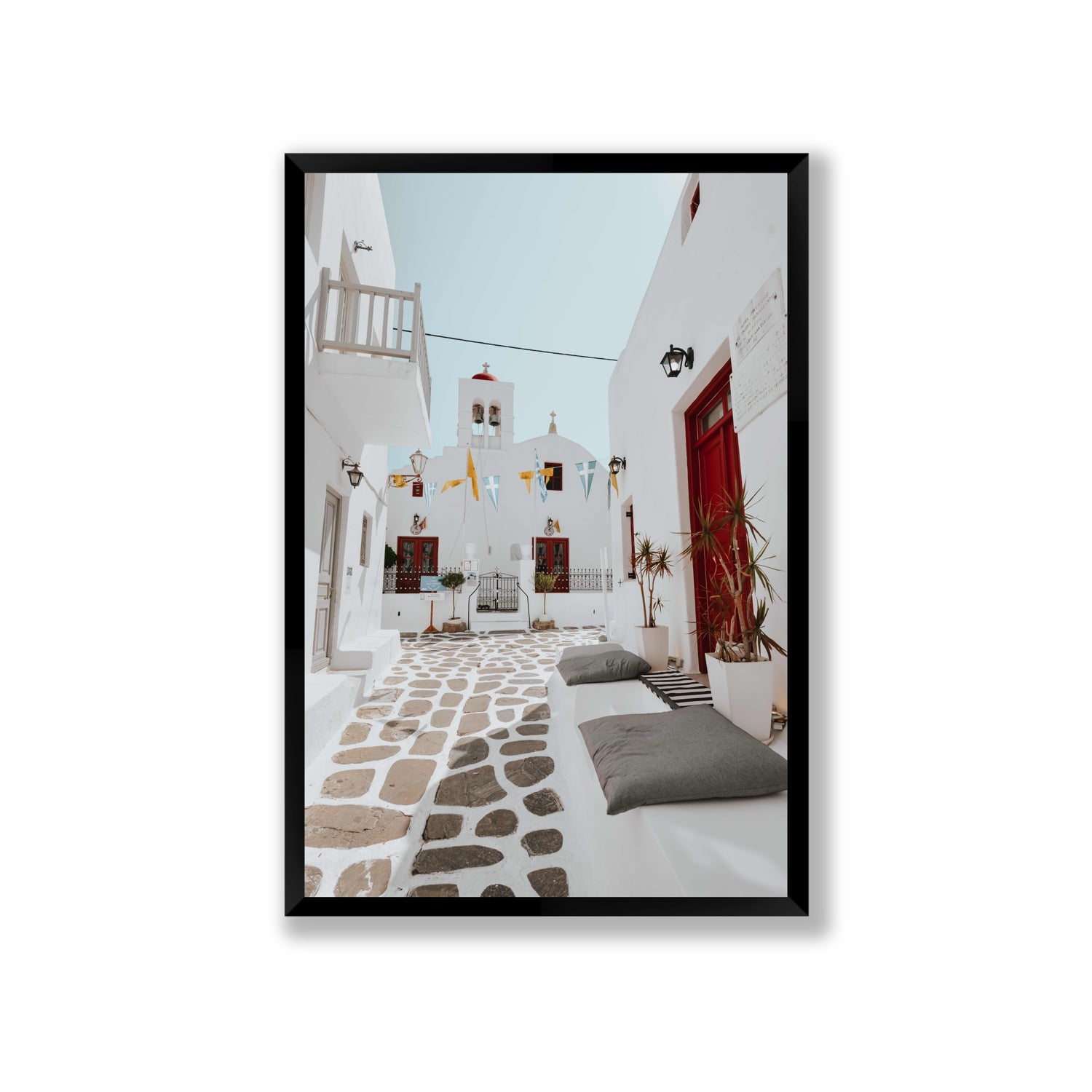 Cycladic Charm fine art print, Mykonos, Greece, Giant, Black Frame · Full Bleed, Fine Art Print