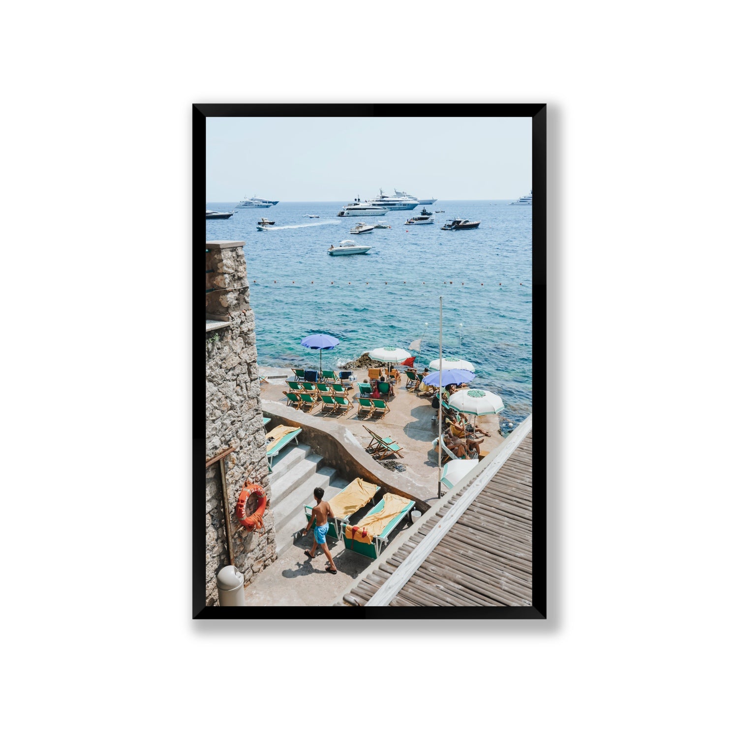Canzone di Capri Capri Italian beach wall art Giant full-bleed fine art print in black frame