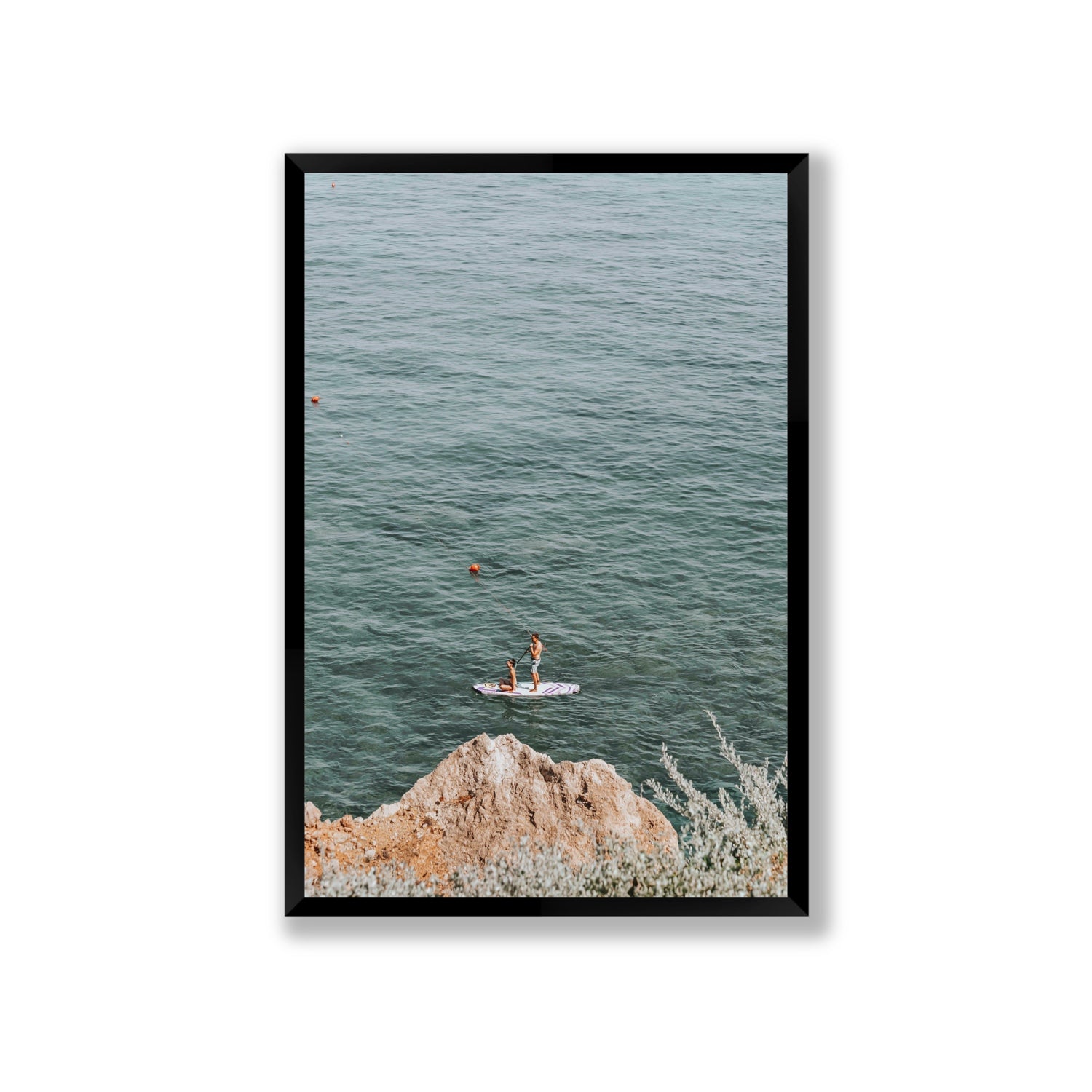 Into The Vibe Without Getting Wet Tuscany coastal wall art Giant full-bleed fine art print in black frame