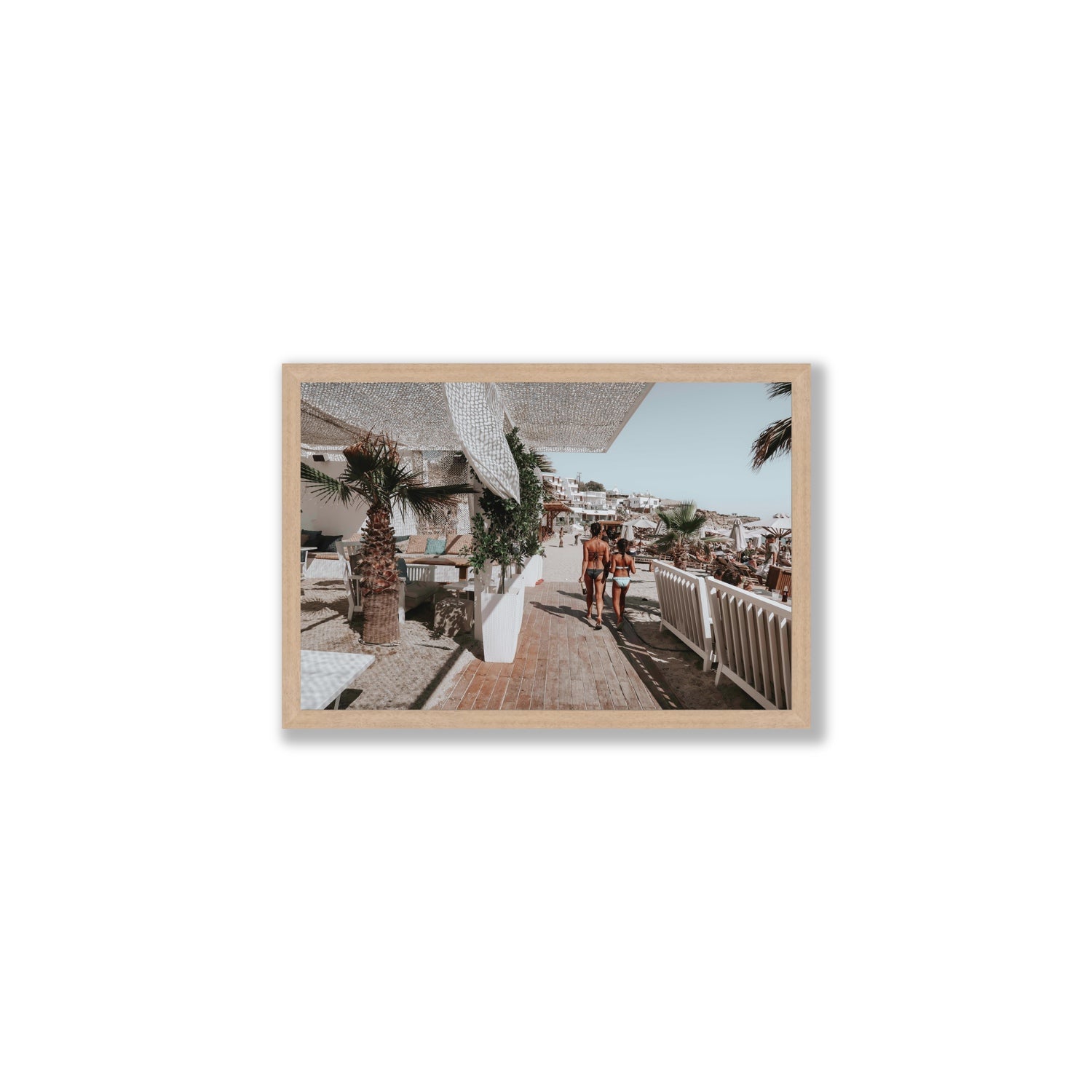 Mitera Kori Mykonos Greek island wall art Medium full-bleed fine art print in natural oak frame