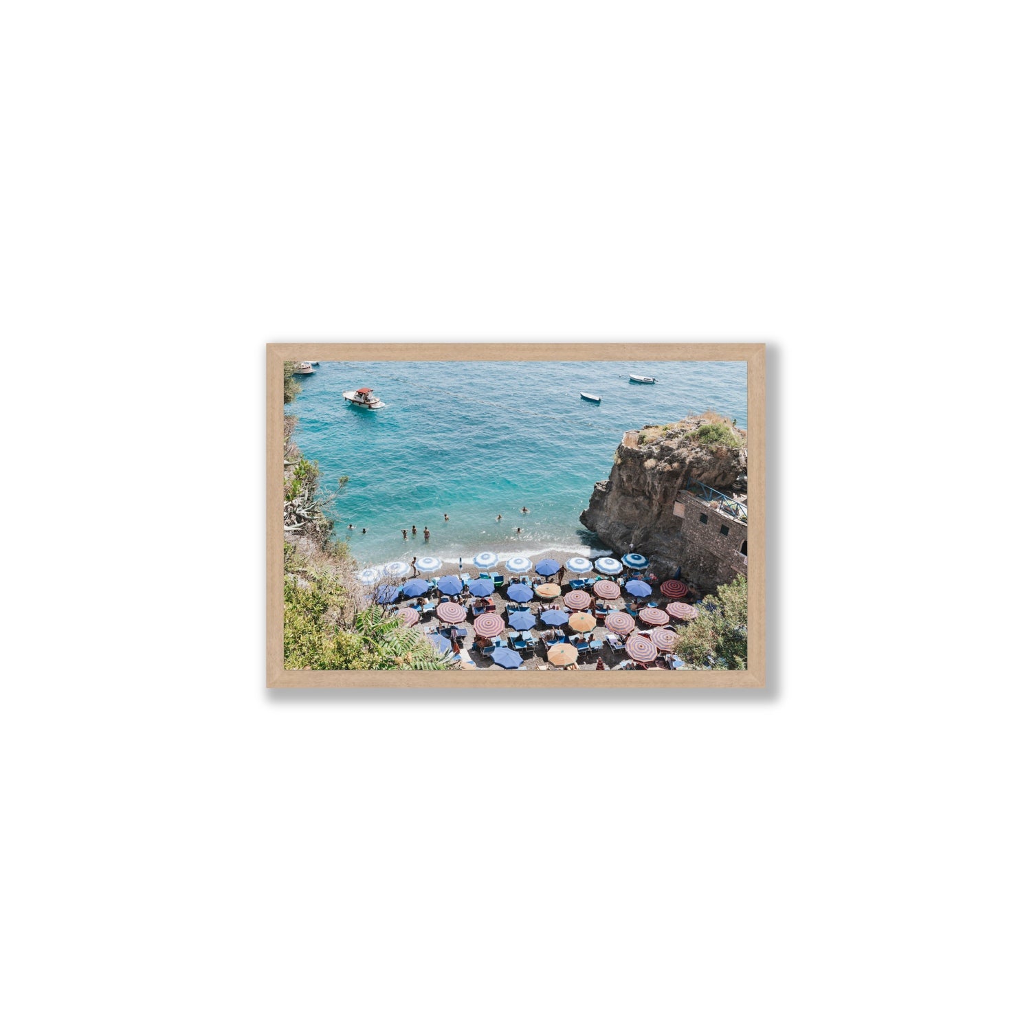 The Cove fine art print, Positano, Italy, Medium, Natural Oak Frame · Full Bleed, Fine Art Print