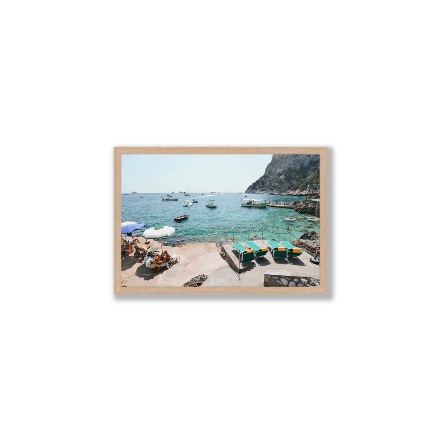 Save Me A Seat Capri Mediterranean wall art Medium full-bleed fine art print in natural oak frame