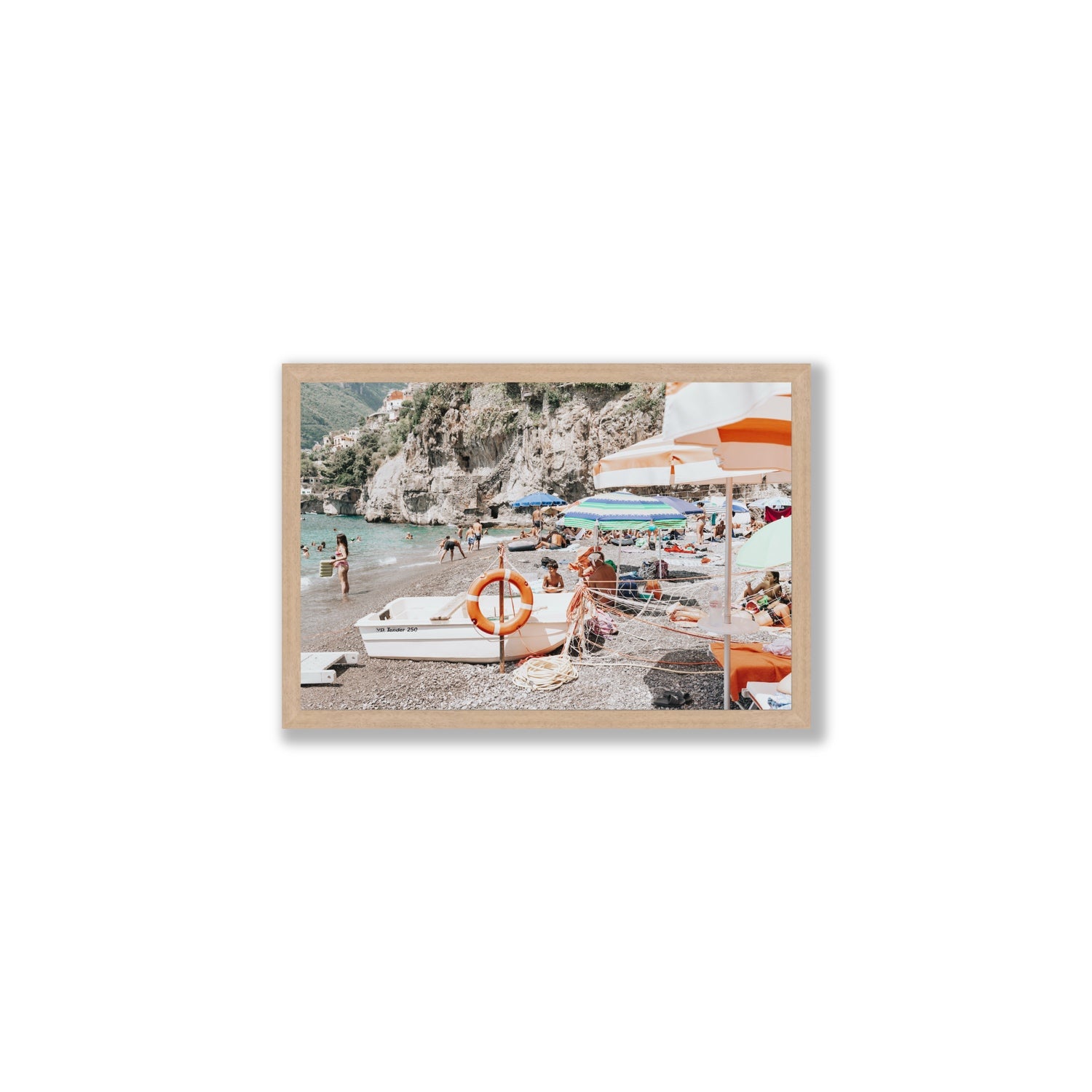 Bellezza By The Bay fine art print, Positano, Italy, Medium, Natural Oak Frame · Full Bleed, Fine Art Print
