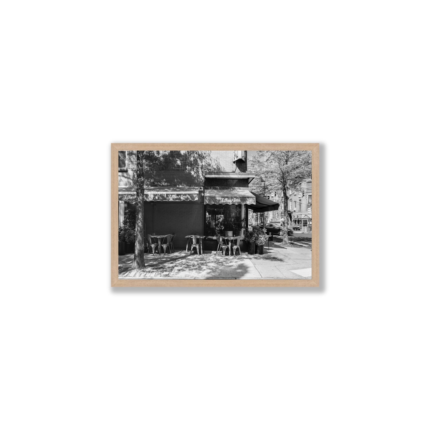 Arthur's Corner New York NYC Restaurant wall art Medium full-bleed fine art print in natural oak frame