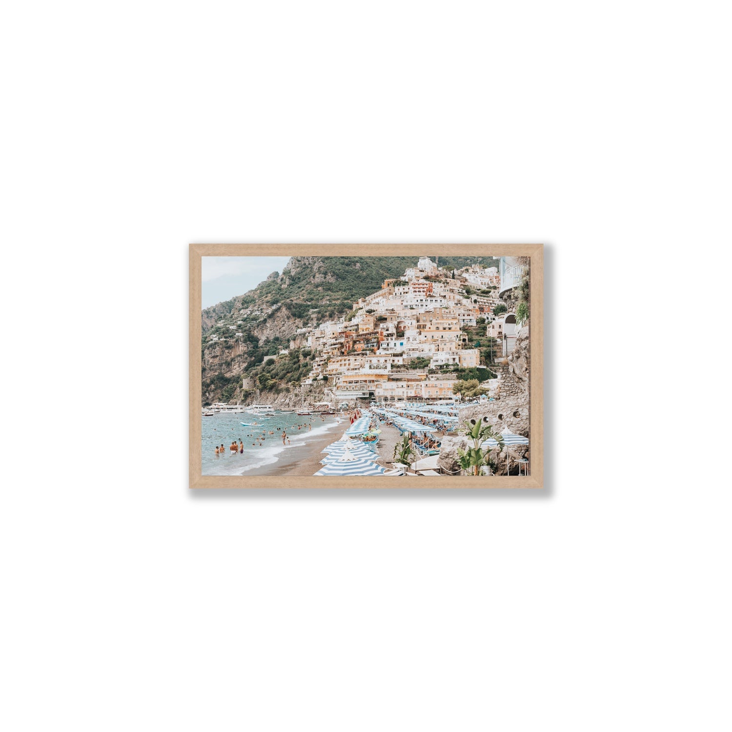 Villagio Sul Mare fine art print, Positano, Italy, Medium, Natural Oak Frame · Full Bleed, Fine Art Print