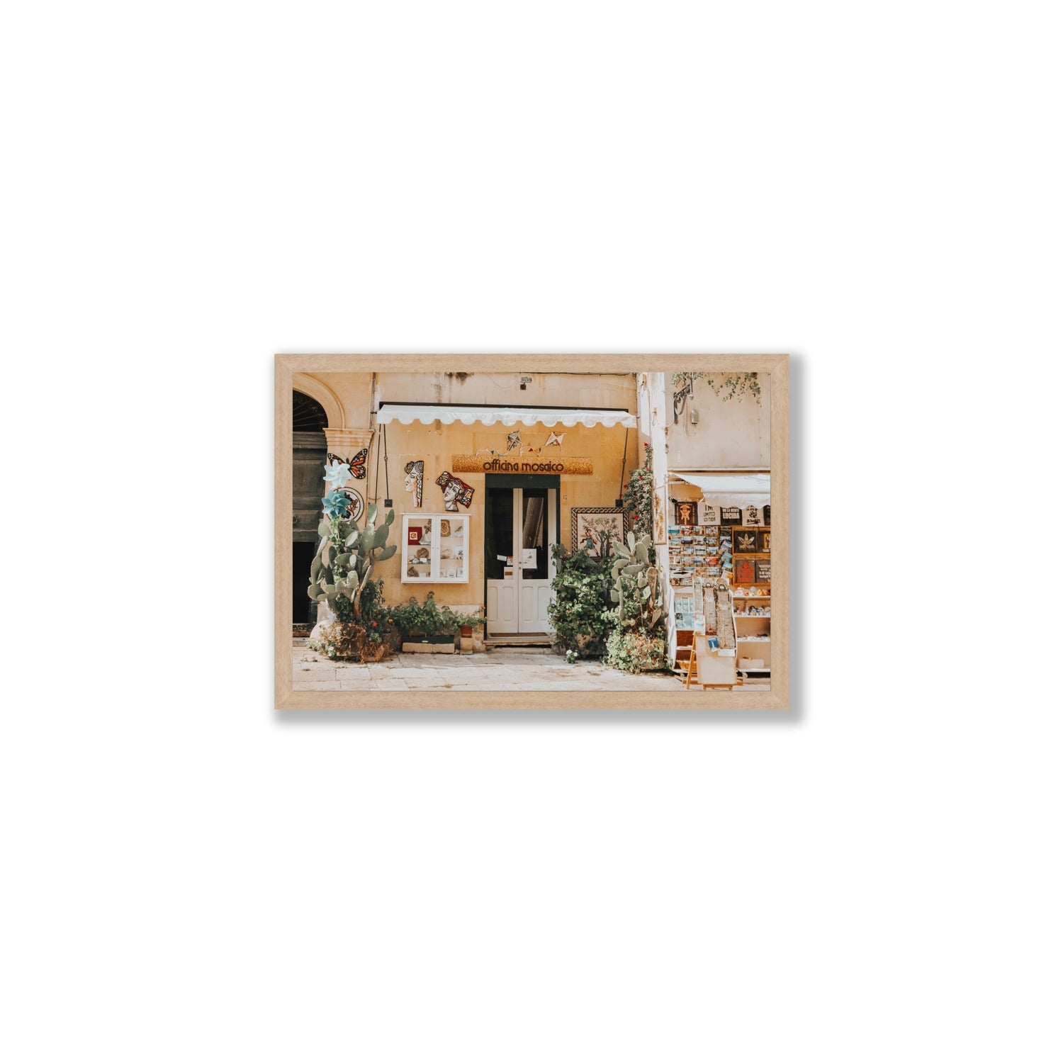 Mosaic Workshop Puglia Italian wall art Medium full-bleed fine art print in natural oak frame