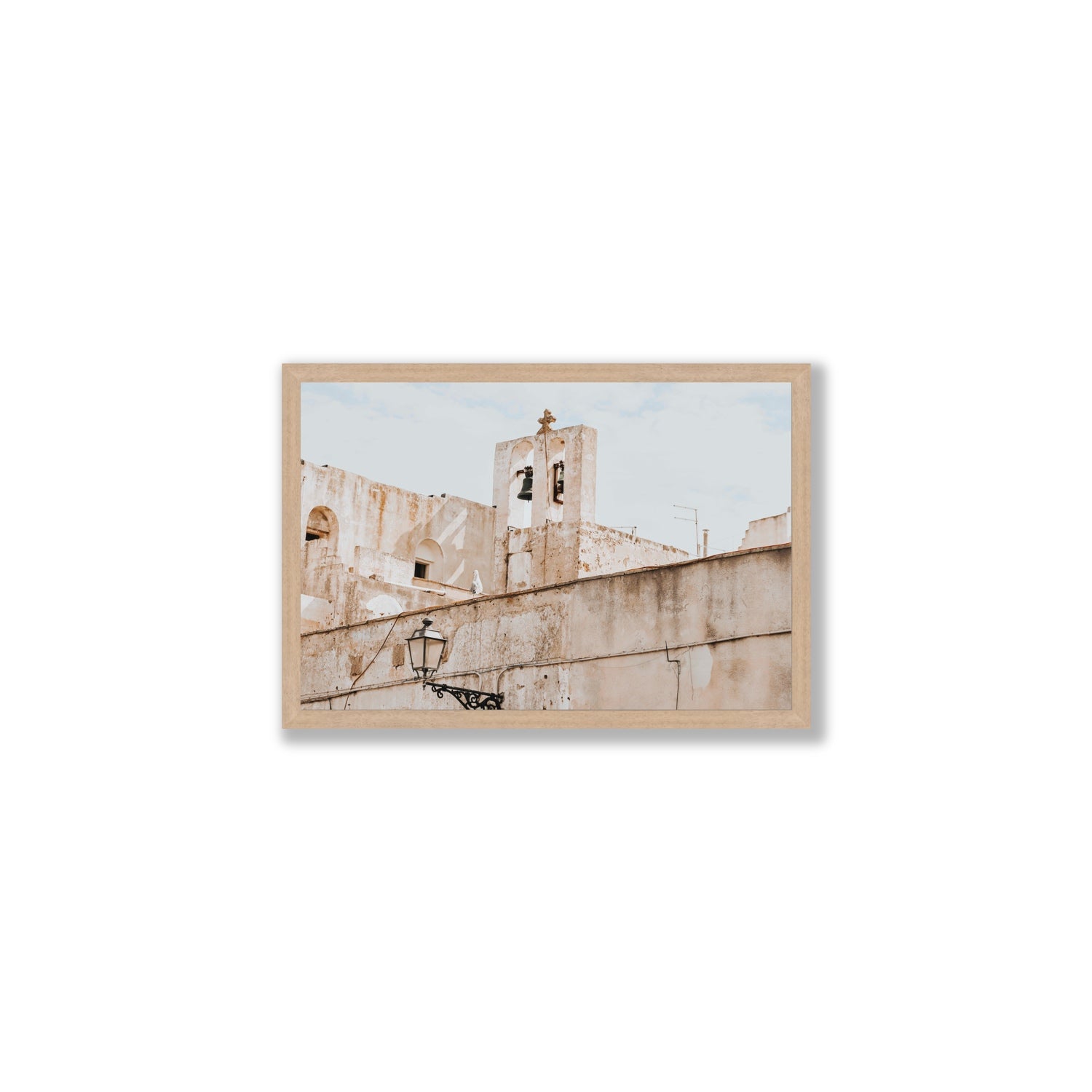 Ancient Bells Puglia Gallipoli Italian wall art Medium full-bleed fine art print in natural oak frame