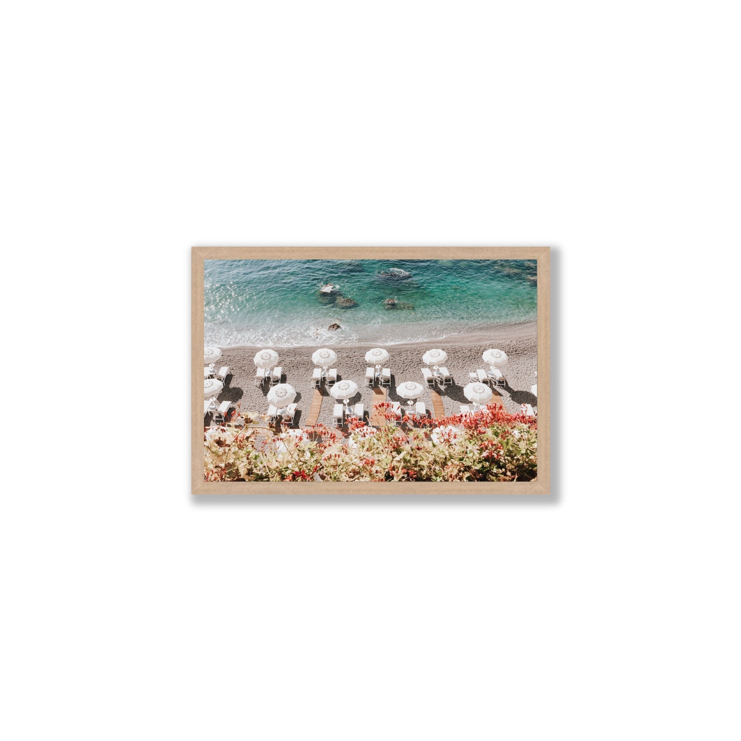 Coastal Charms fine art print, Amalfi, Italy, Medium, Natural Oak Frame · Full Bleed, Fine Art Print