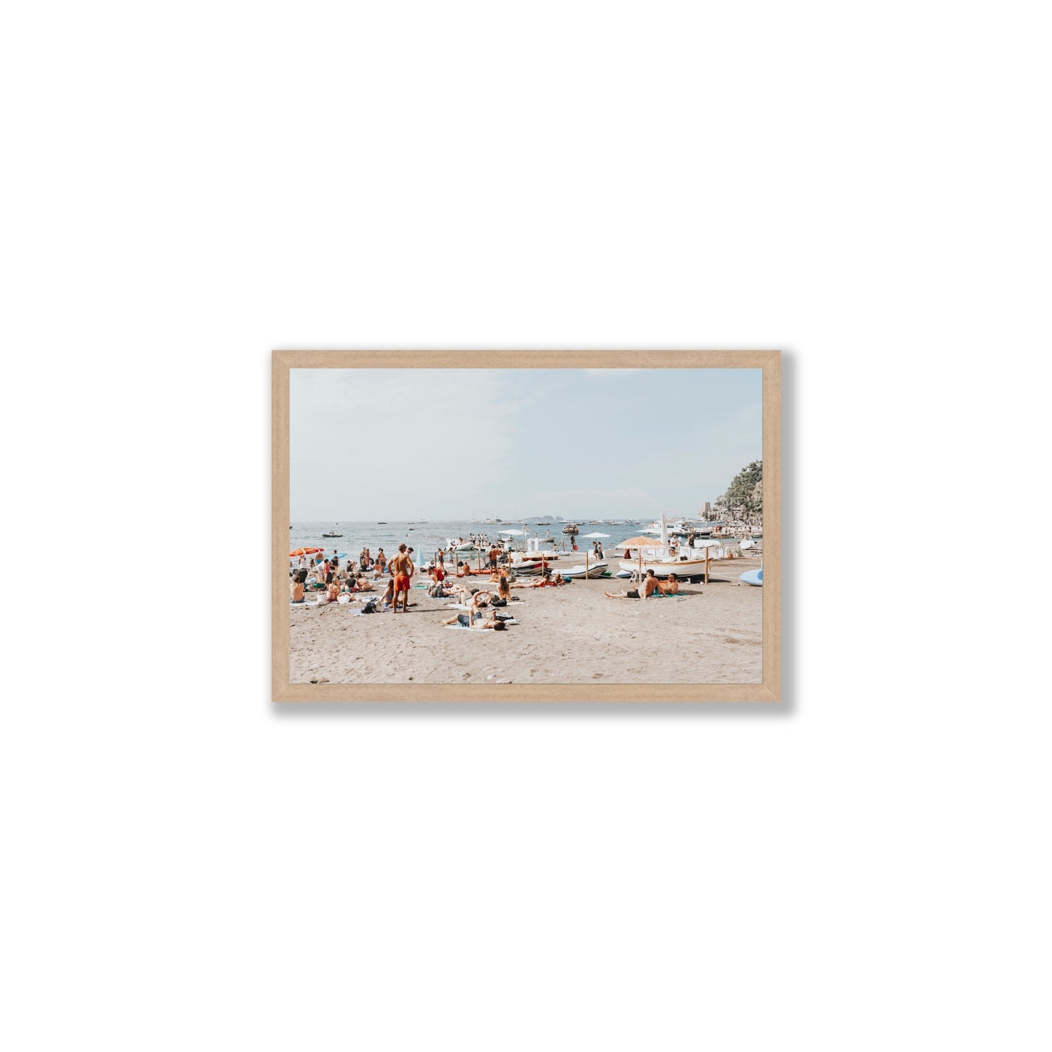 Beachy Vibes fine art print, Positano, Italy, Medium, Natural Oak Frame · Full Bleed, Fine Art Print
