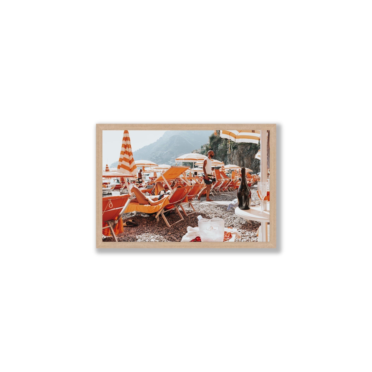 Zesty Shade Positano wall art Medium full-bleed fine art print in natural oak frame