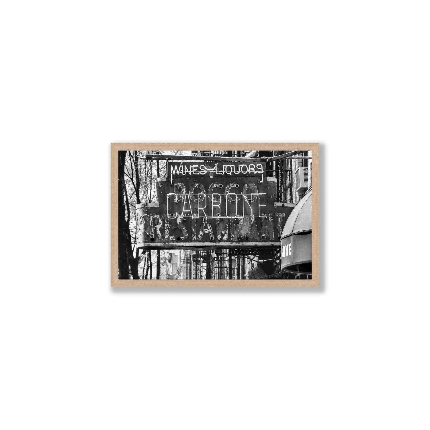 Thompson Street New York NYC Black & White wall art Medium full-bleed fine art print in natural oak frame