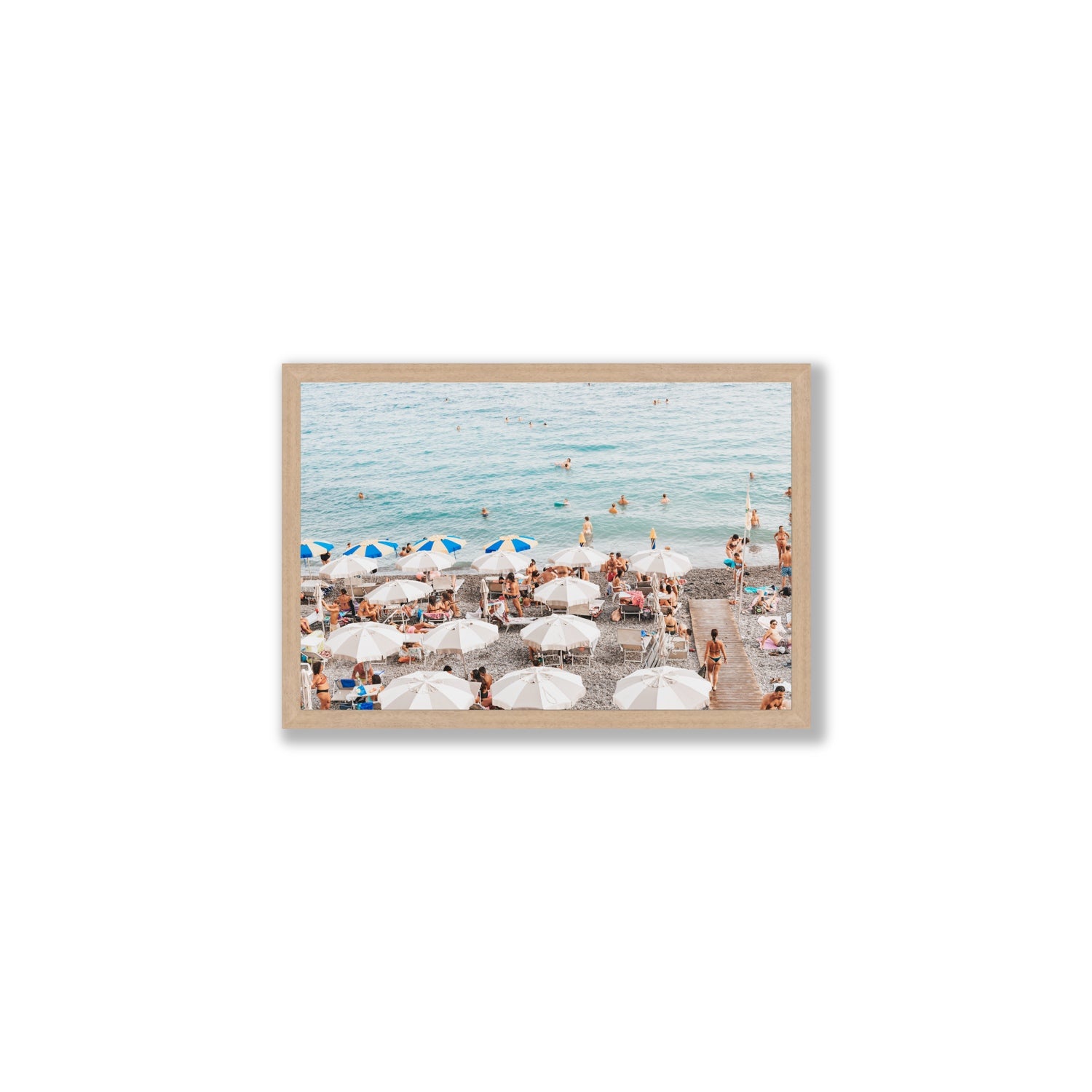 Dreamscape Amalfi Italian beach wall art Medium full-bleed fine art print in natural oak frame