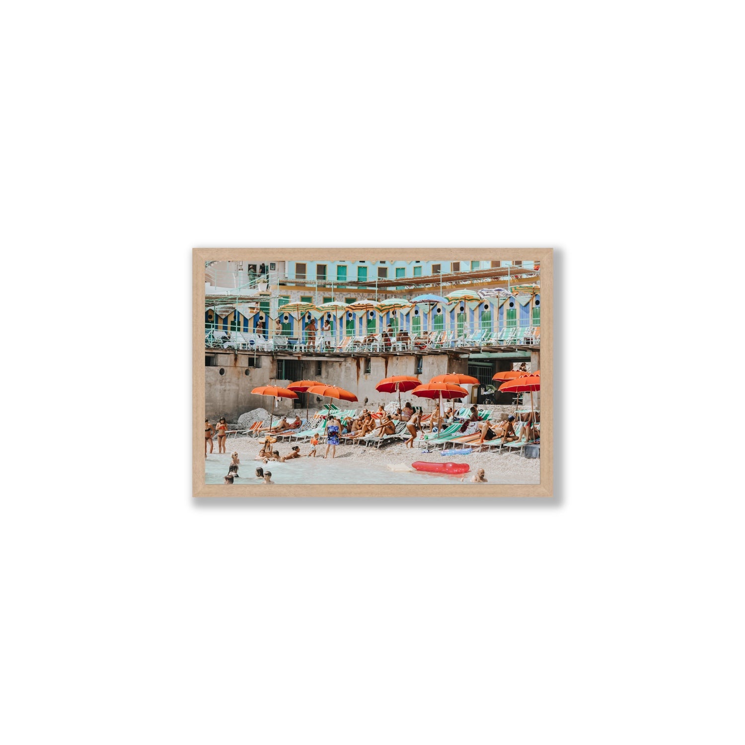 Umbrella Fiesta fine art print, Capri, Italy, Medium, Natural Oak Frame · Full Bleed, Fine Art Print