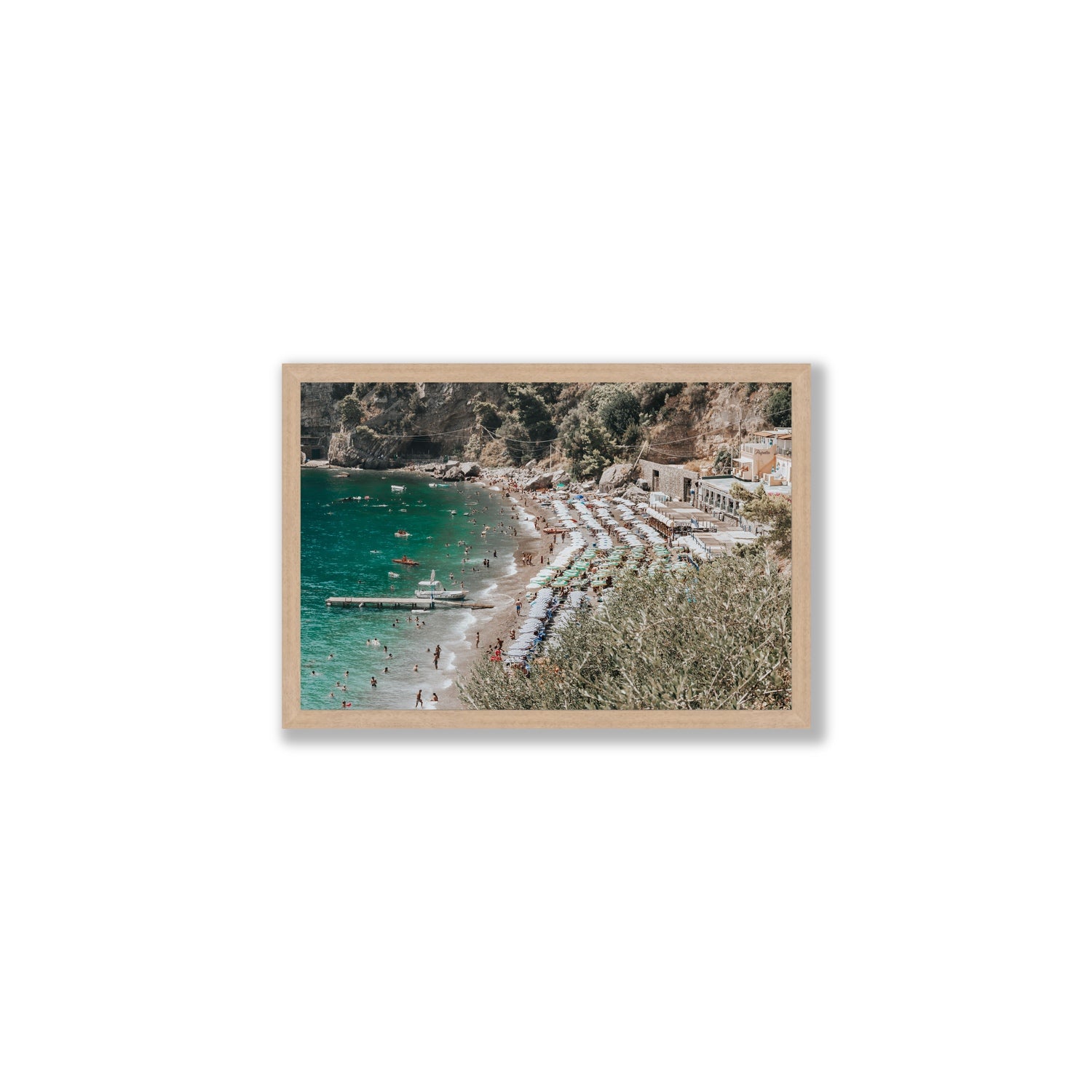 Fornillo Beach fine art print, Positano, Italy, Medium, Natural Oak Frame · Full Bleed, Fine Art Print